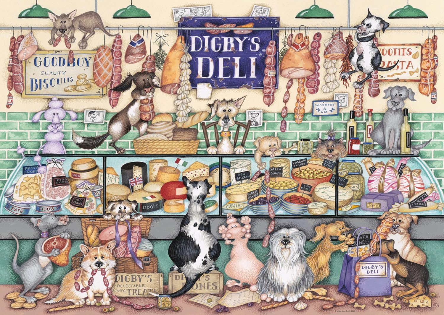 Detalle de Ravensburger Dapper Dogs No.1: Digby’s Deli 1000 Piece Jigsaw Puzzle