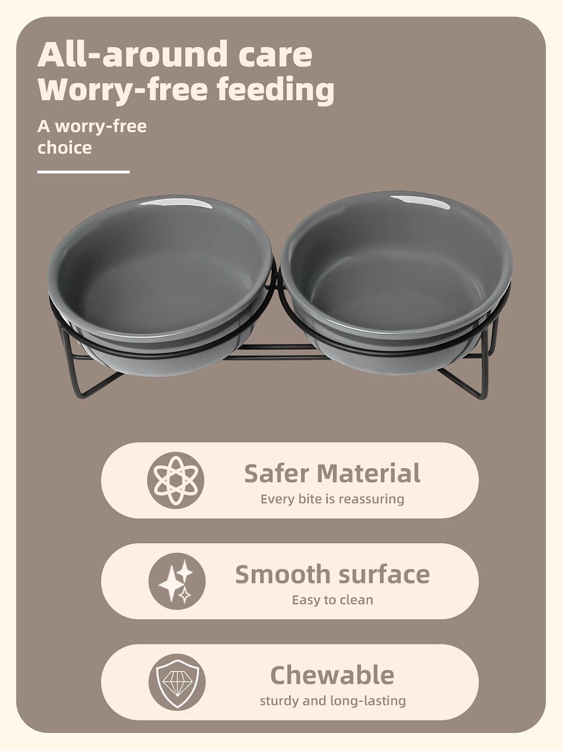 Detalle de GDCZ Elevated Ceramic Cat Bowls, 15 oz
