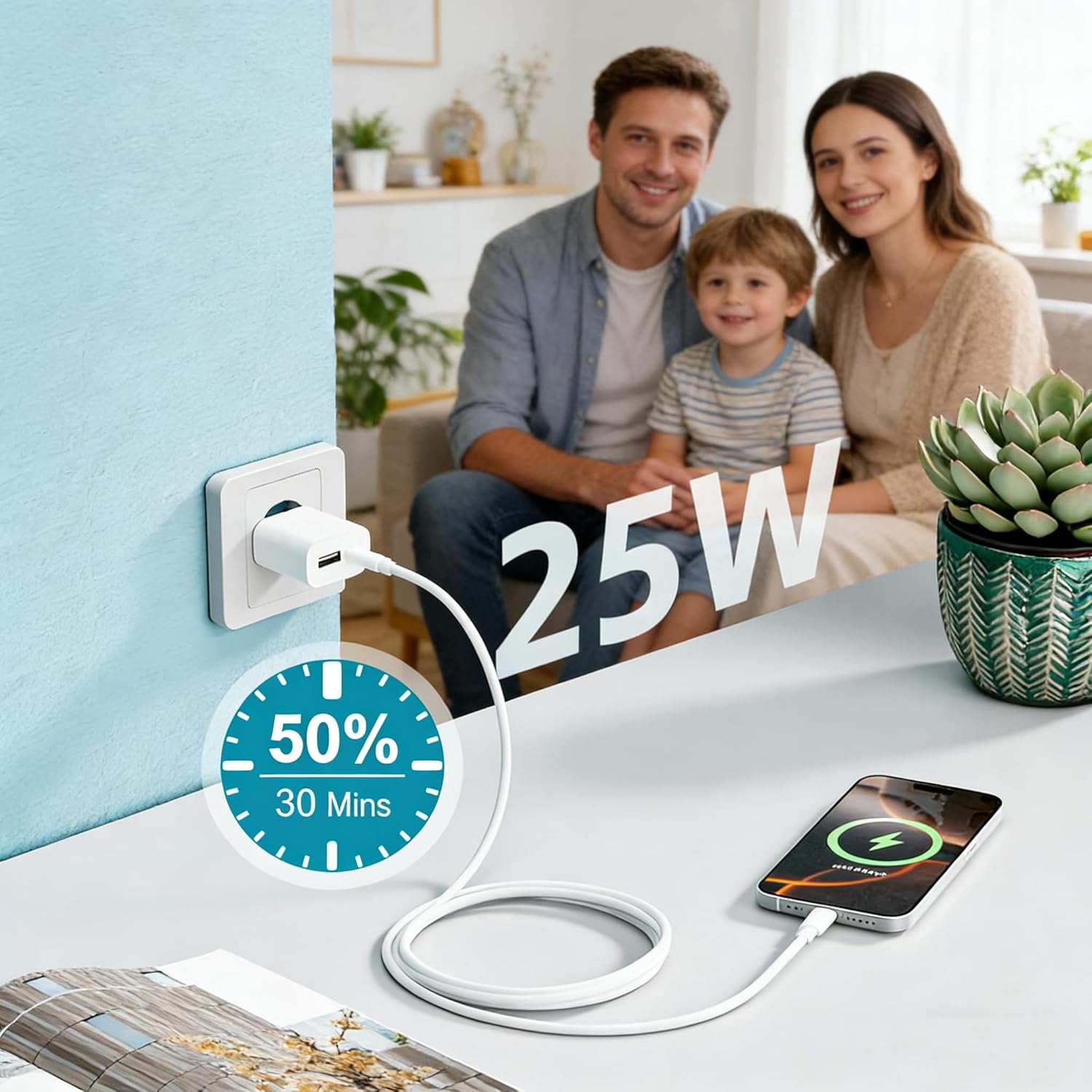 Detalle de Samneer Caricabatterie da auto 25W USB-C + 15W USB-A: ricarica rapida per due dispositivi