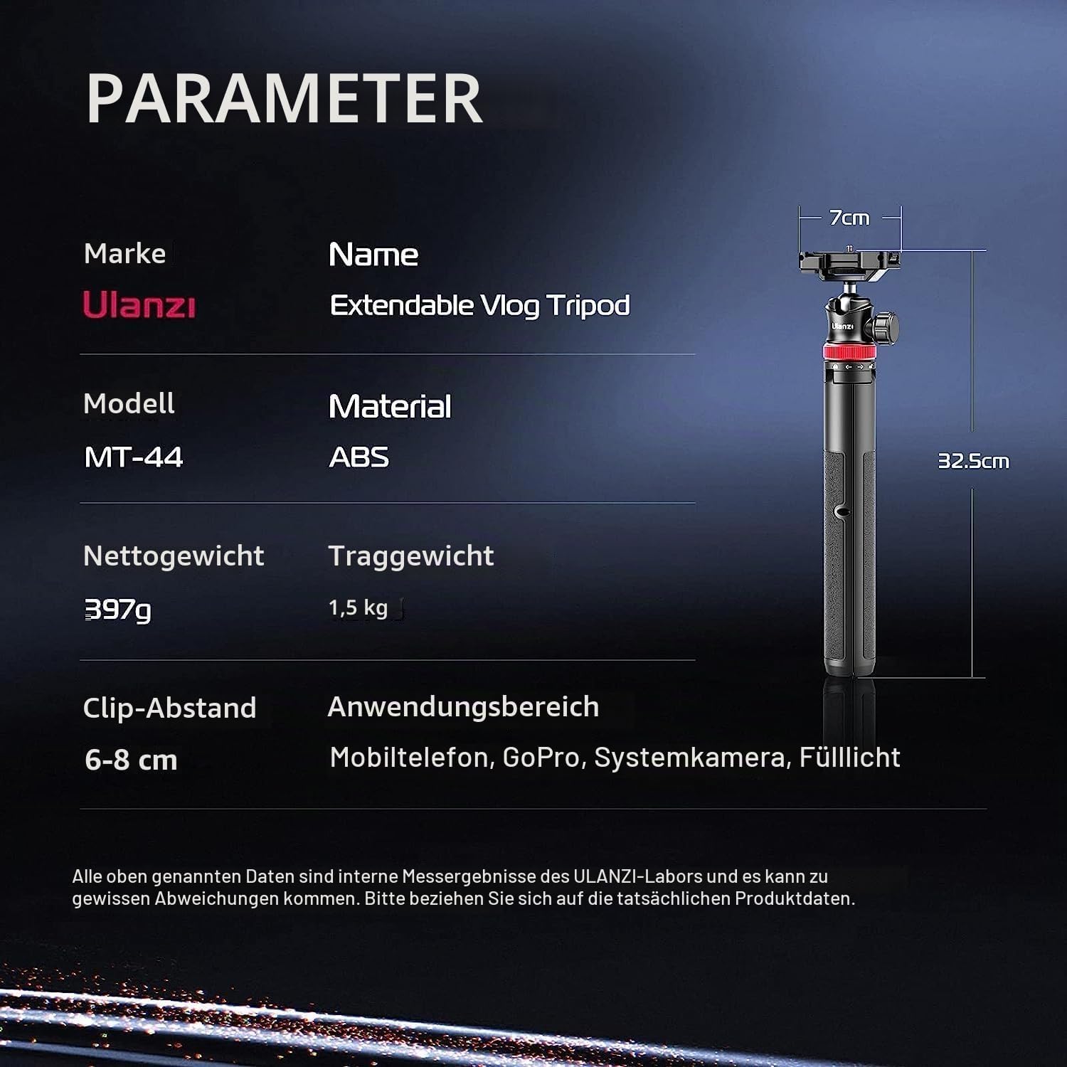Thumbnail 6 de ULANZI MT-44 2-in-1 Stativ für Smartphone und Kamera – 147 cm, 360° Kugelkopf, Cold Shoe Halterung