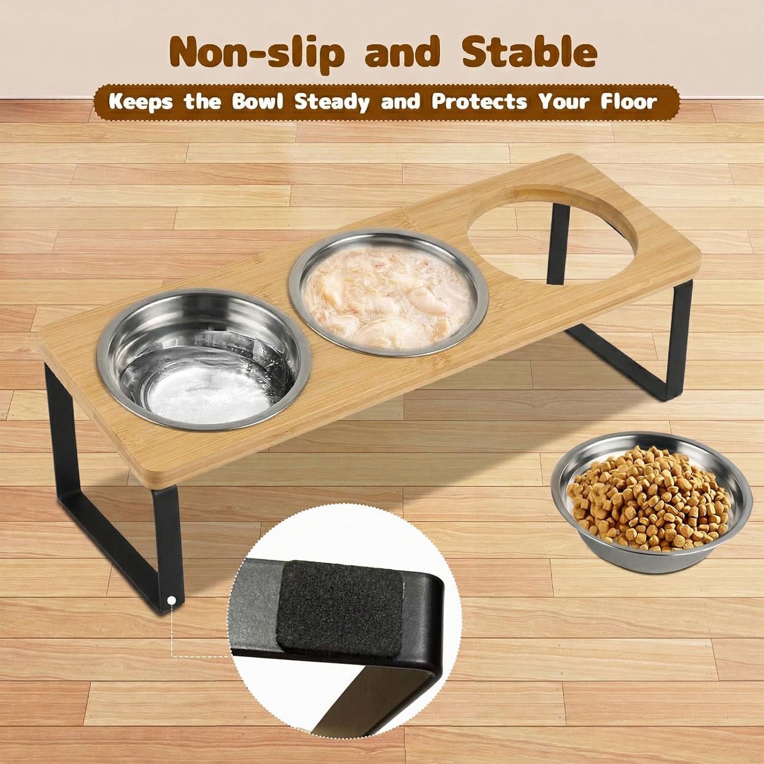 Thumbnail 4 de Raised Cat Bowl 3PCS stainless steel elevated feeder