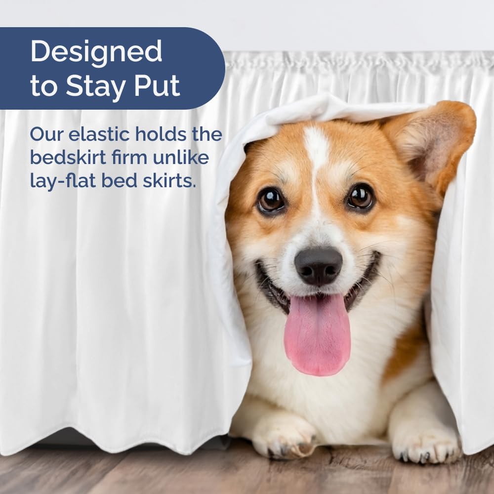 Thumbnail 6 de CGK Linens Wrap Around Dust Ruffle Bed Skirt (White) for King Beds with 12" Drop