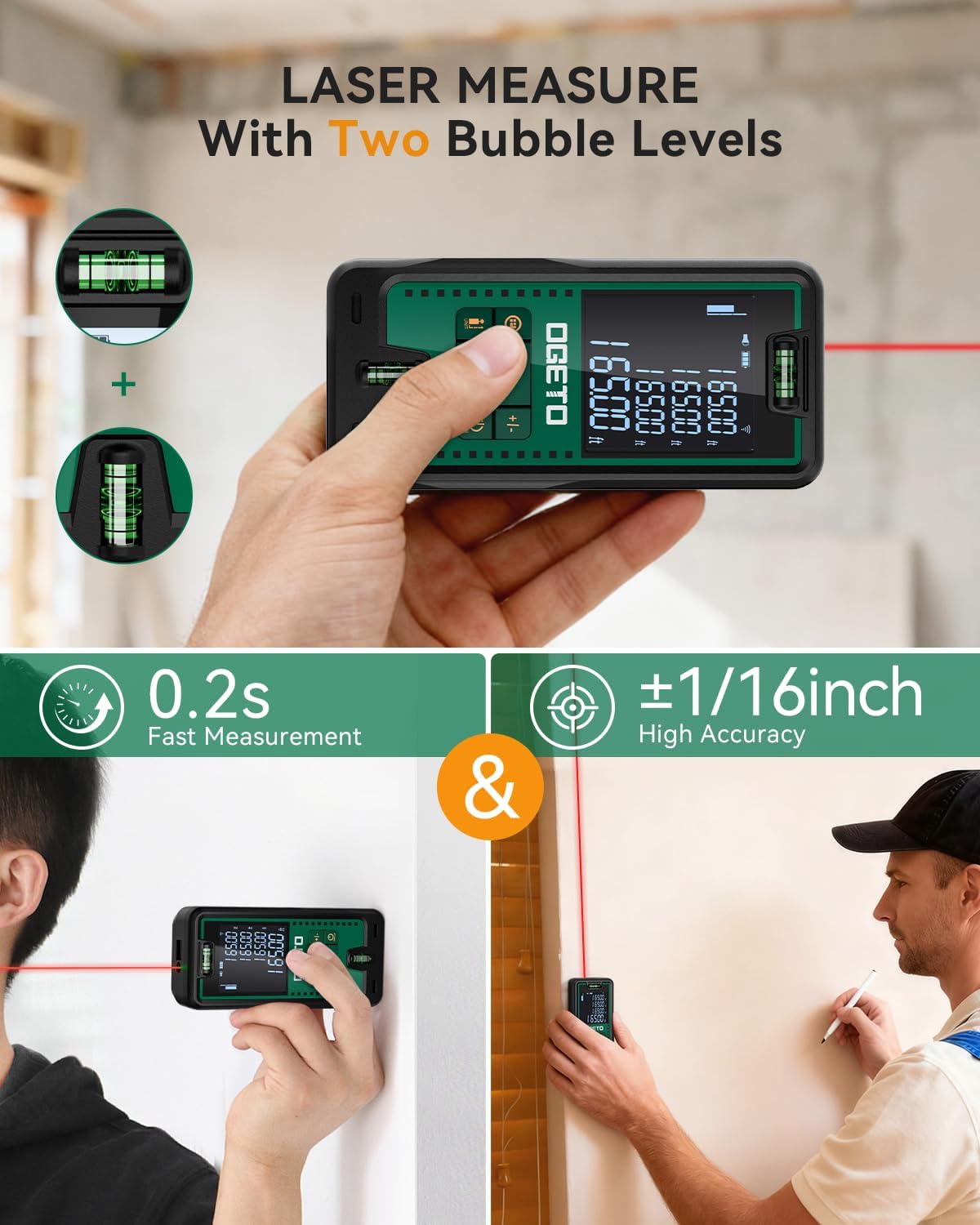 Thumbnail 2 de OGETO Laser Entfernungsmesser 50 m LCD