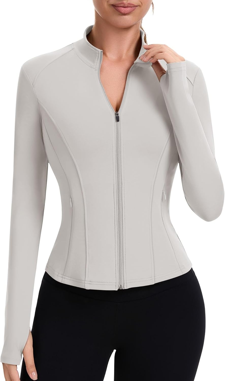 Detalle de ZHENWEI Cropped Workout Jacket Nylon-Spandex Blend