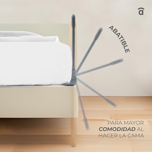 Detalle 2 de Asalvo Barrera de Cama Protección Anticaídas 90 cm – Barandilla Plegable y Portátil, blanca