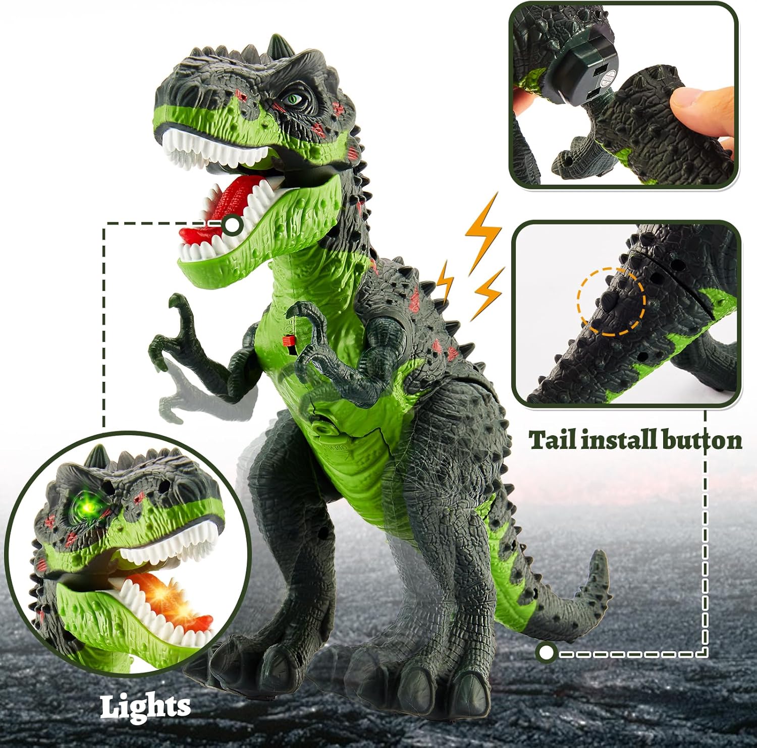 Detalle de HYAKIDS Walking Dinosaur T-Rex Toy with Water Spray, Lights & Roar Sounds (3+ years)
