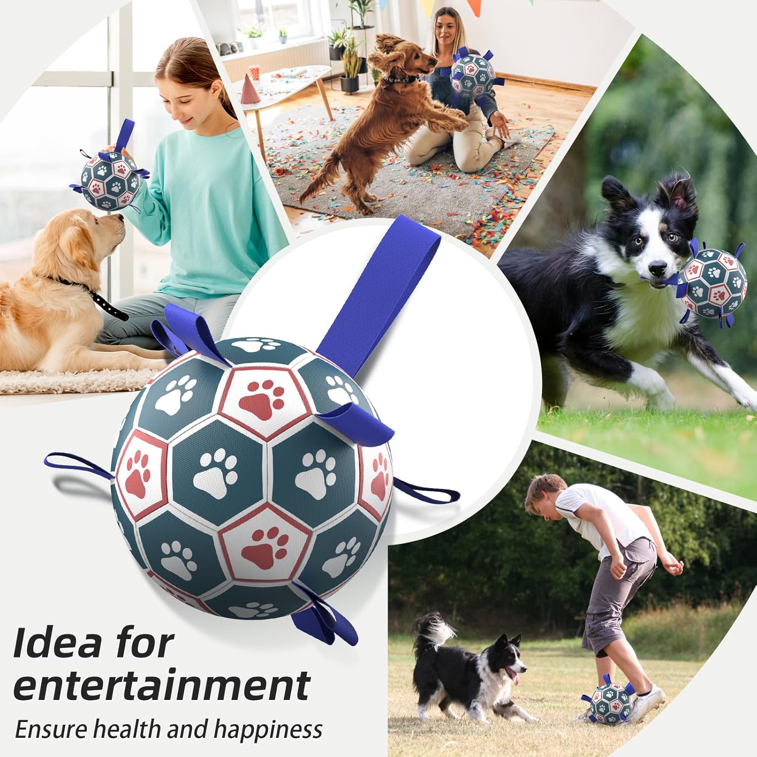 Thumbnail 6 de HETOO Dog Ball Toy Dog Football (8 Inch) – Interactive bouncy ball with webbing for indoor & outdoor play