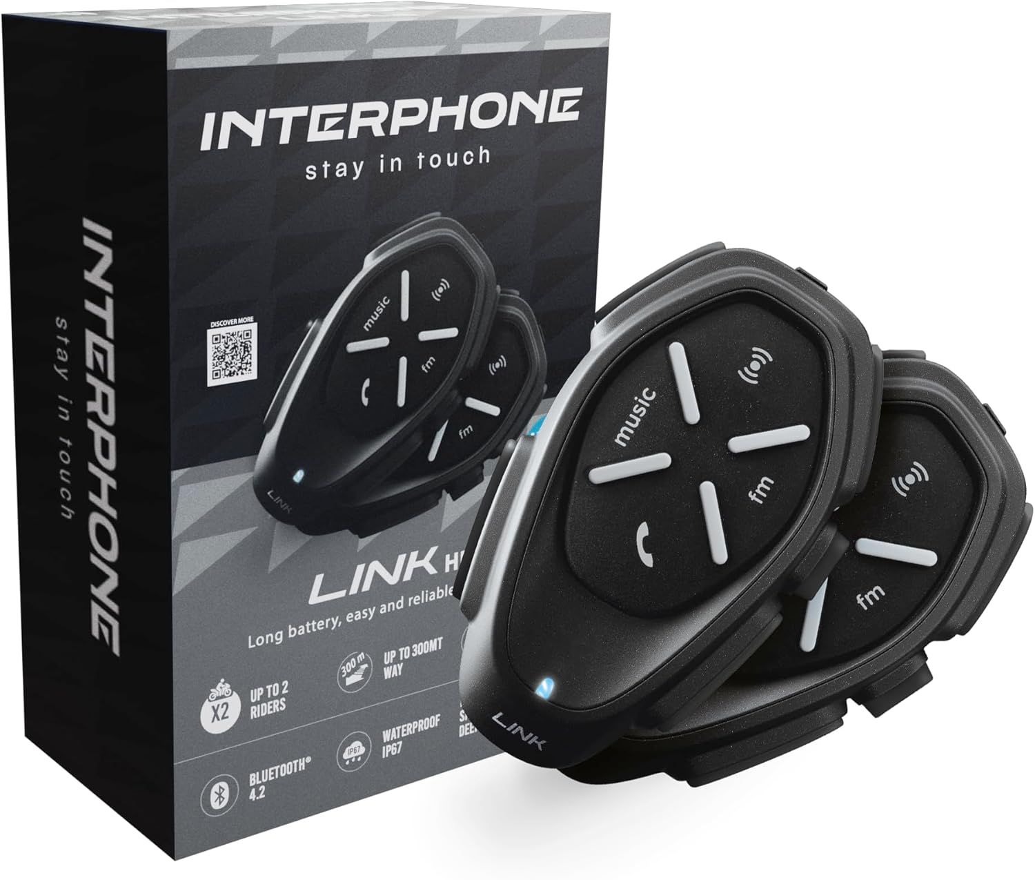 Interphone Link HD Doppio interfono per casco 300 m