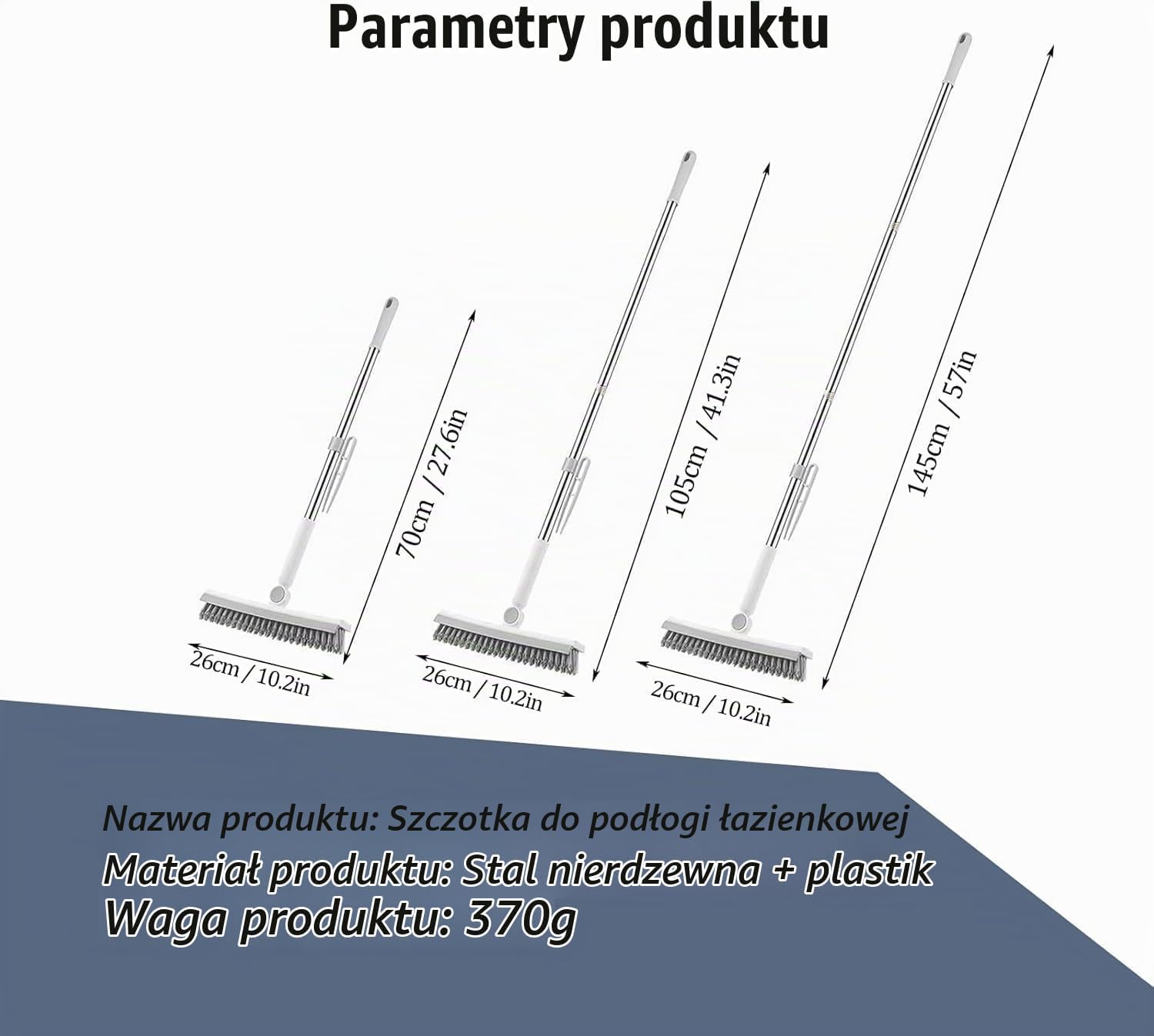 Detalle 2 de WANGDEFU WDF-TD1001-3-DE – szczotka do podłóg 3 w 1, teleskopowa 145 cm