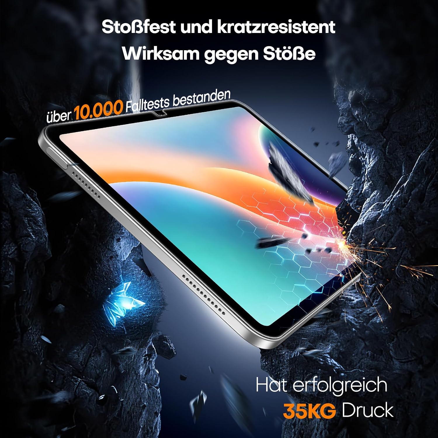 Detalle 2 de TAURI 2er-Set Displayschutzglas für iPad A16 (11. / 10. Gen) – 9H Full-Screen Schutzglas, Staubfreie Montagehilfe