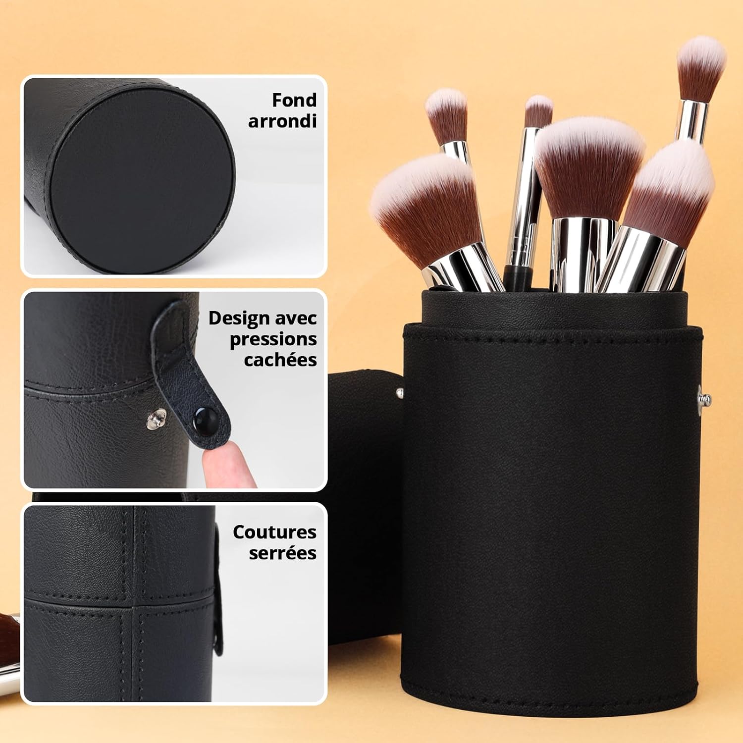 Thumbnail 1 de BEAKEY Lot de Pinceaux de Maquillage – 12 pièces avec étui noir (fond de teint, fard à paupières, blush, anticernes)