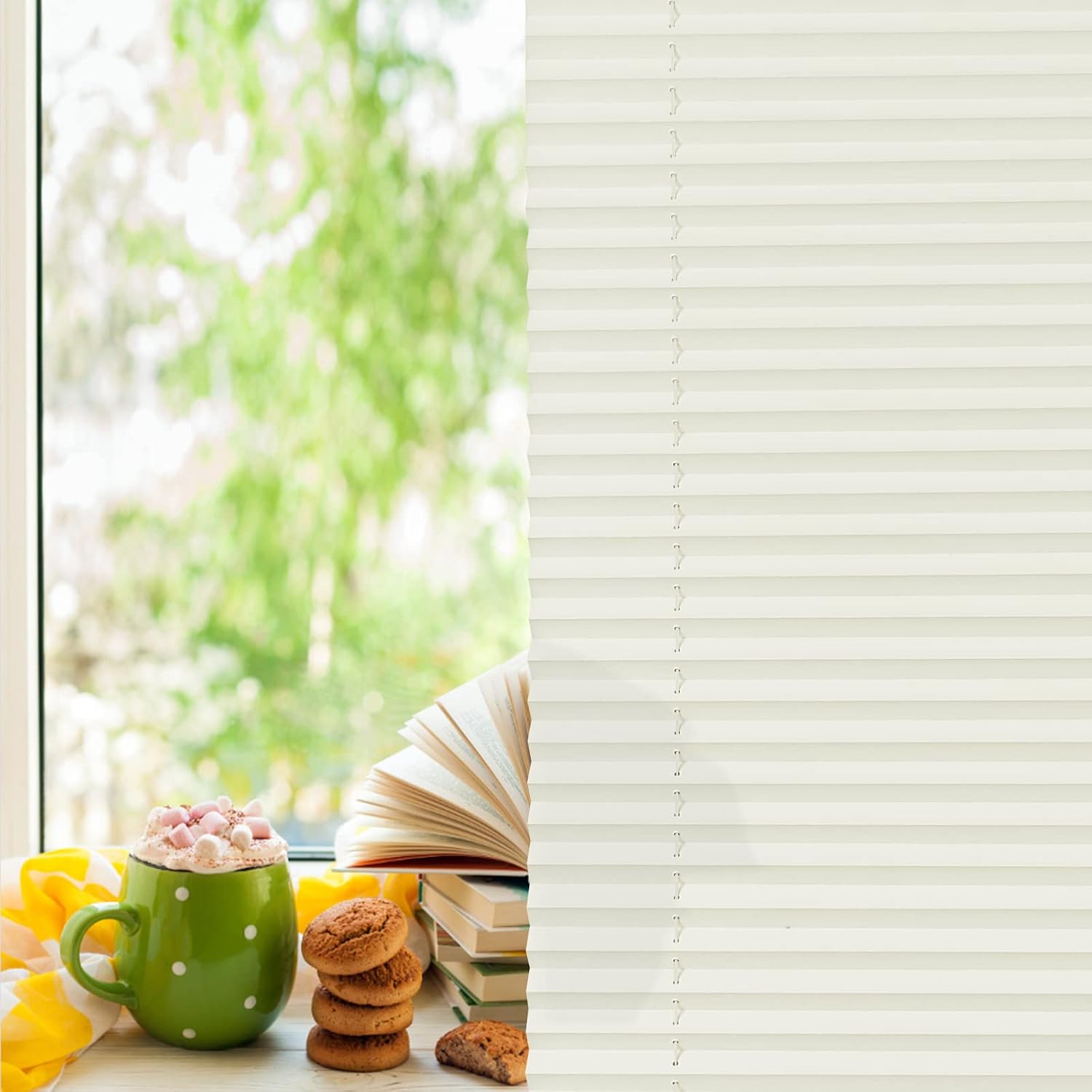 Detalle de Buseu Plissee Klemmfix 35x100 cm – Mietfreundliches Plissee mit Klemmfix, Beige