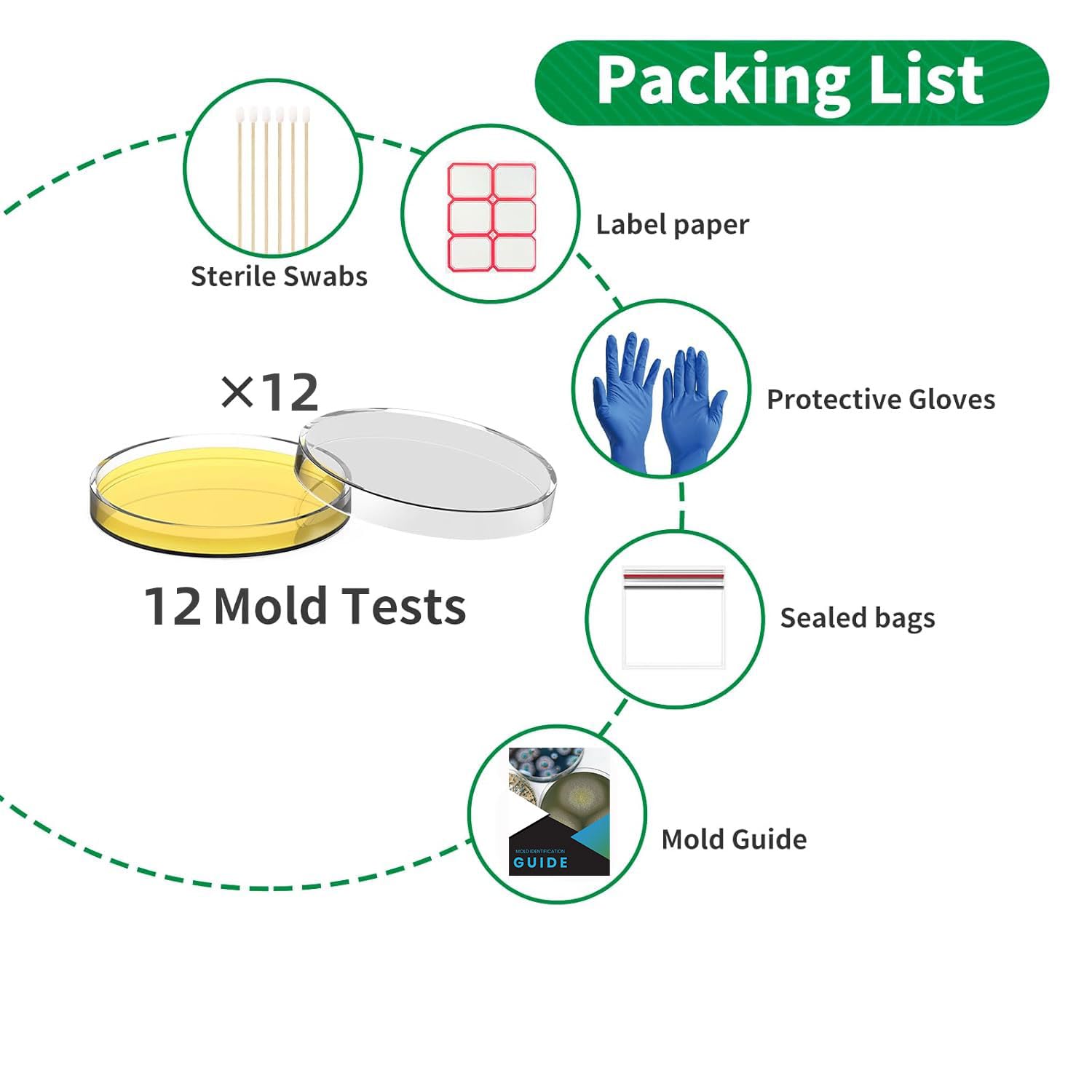 Detalle 1 de PGZBZ PGZBZ-001 Mold Test Kit, 12 Tests for HVAC, Surfaces and Indoor Air