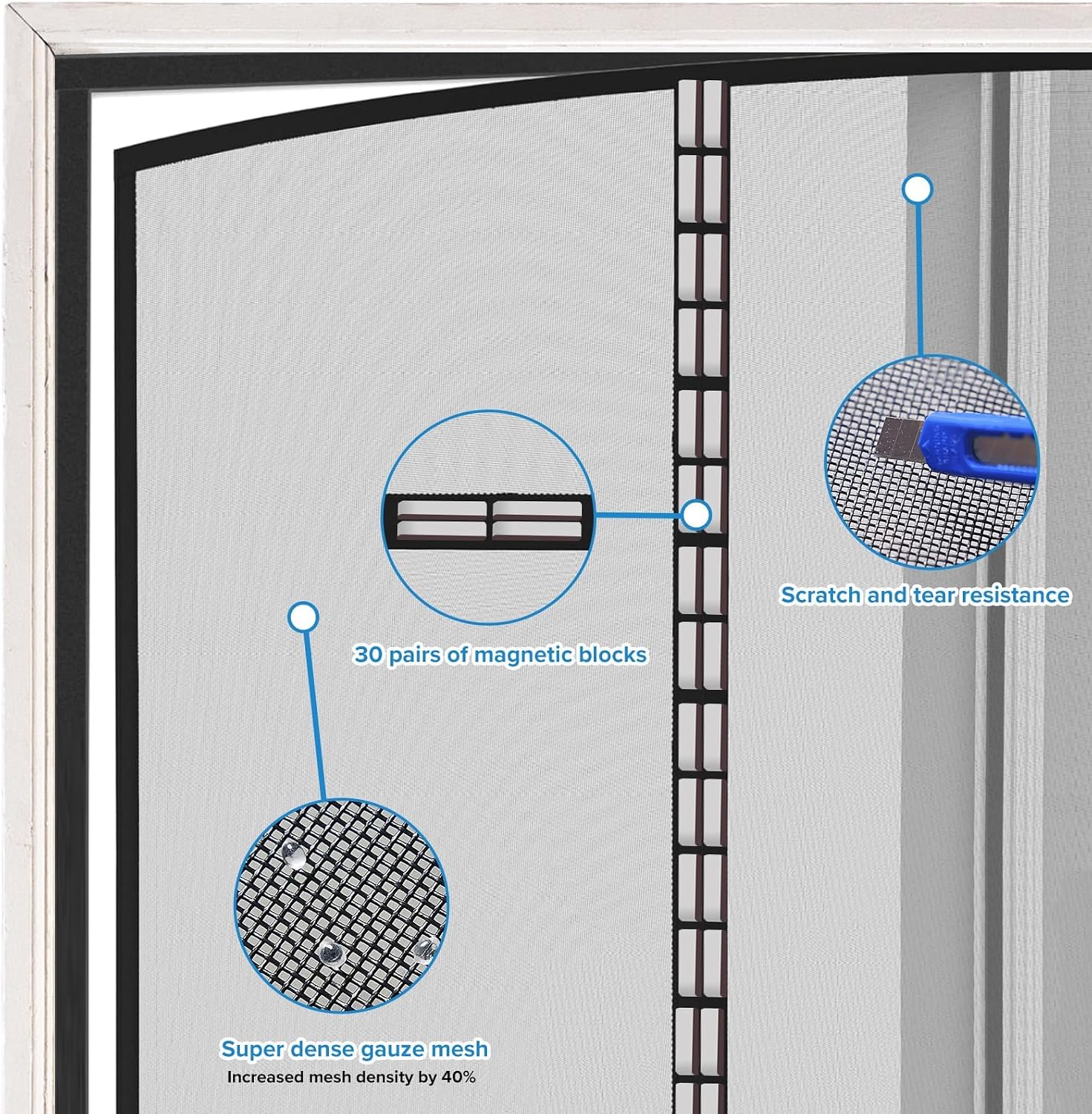 Detalle 2 de BONLACES Magnetic Screen Door, PET Mesh