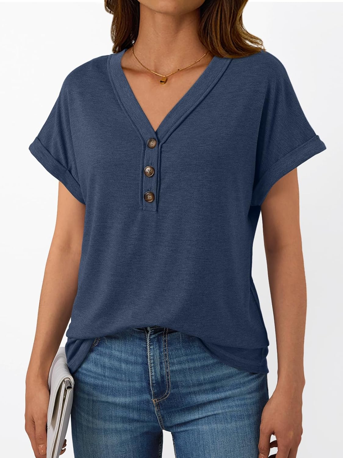 Thumbnail 2 de AUTOMET Short Sleeve V Neck T Shirts Womens — Everyday Comfort & Versatility