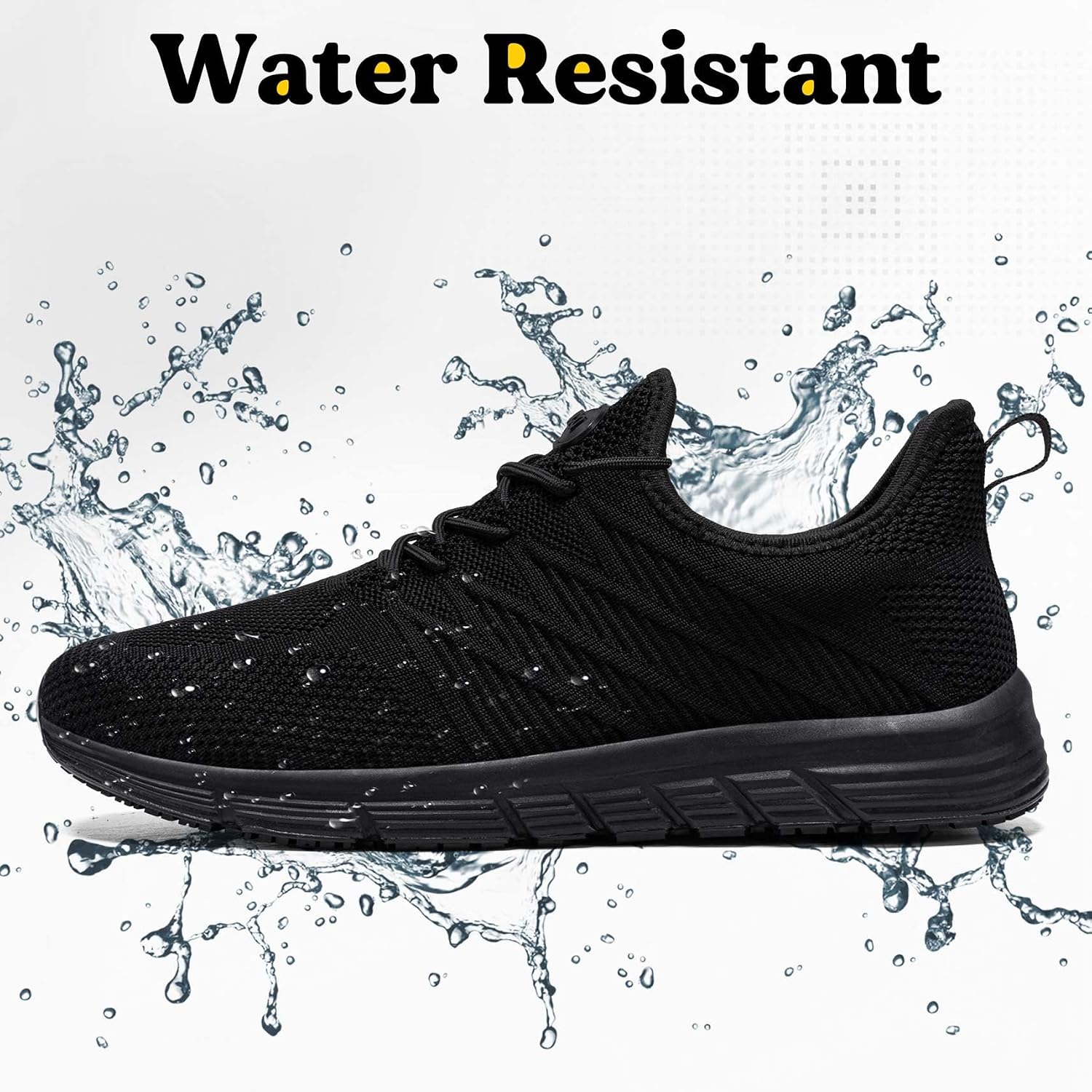 Detalle 2 de Taquco Women's Non-Slip Work Sneakers, Black Slip-On, Water-Resistant
