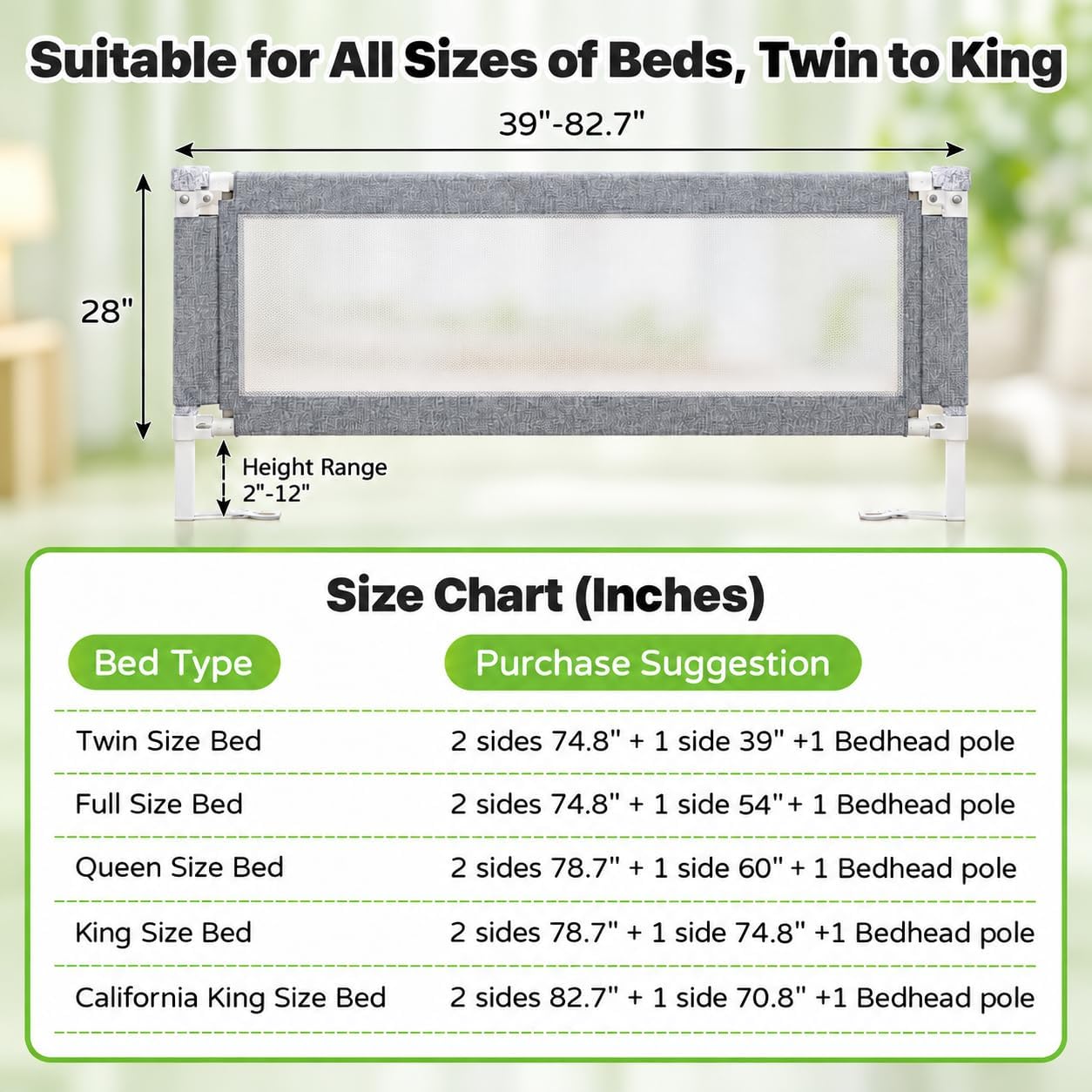 Thumbnail 1 de Novalithic 3-Piece Queen Size Bed Rail for Toddlers: Adjustable, Safe, and Easy Access