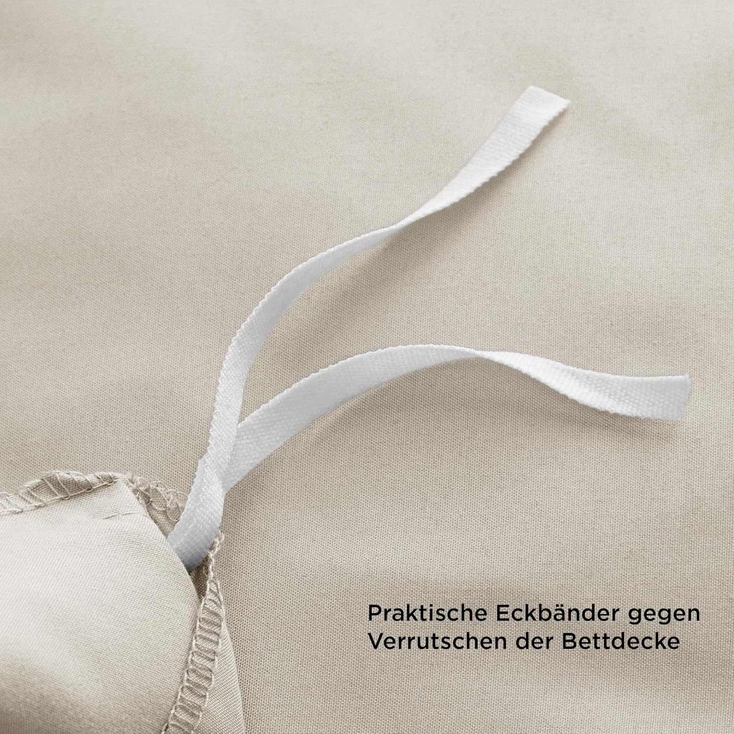Thumbnail 5 de BEDSURE Bettwäsche 155x220 (3-teilig) Leinen-Look in Beige mit Reißverschluss