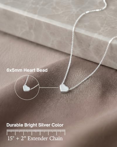 Thumbnail 4 de Annika Bella Silver Heart Necklace with Sliding Bead Charm
