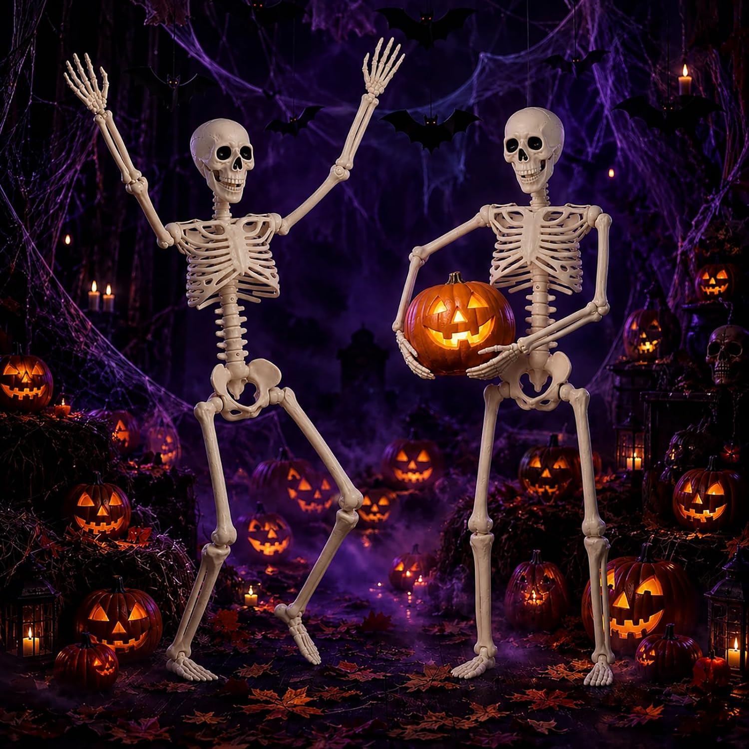 Detalle de Abakuku GJ 2-Pack 36-Inch Halloween Skeleton Decorations with Movable Joints