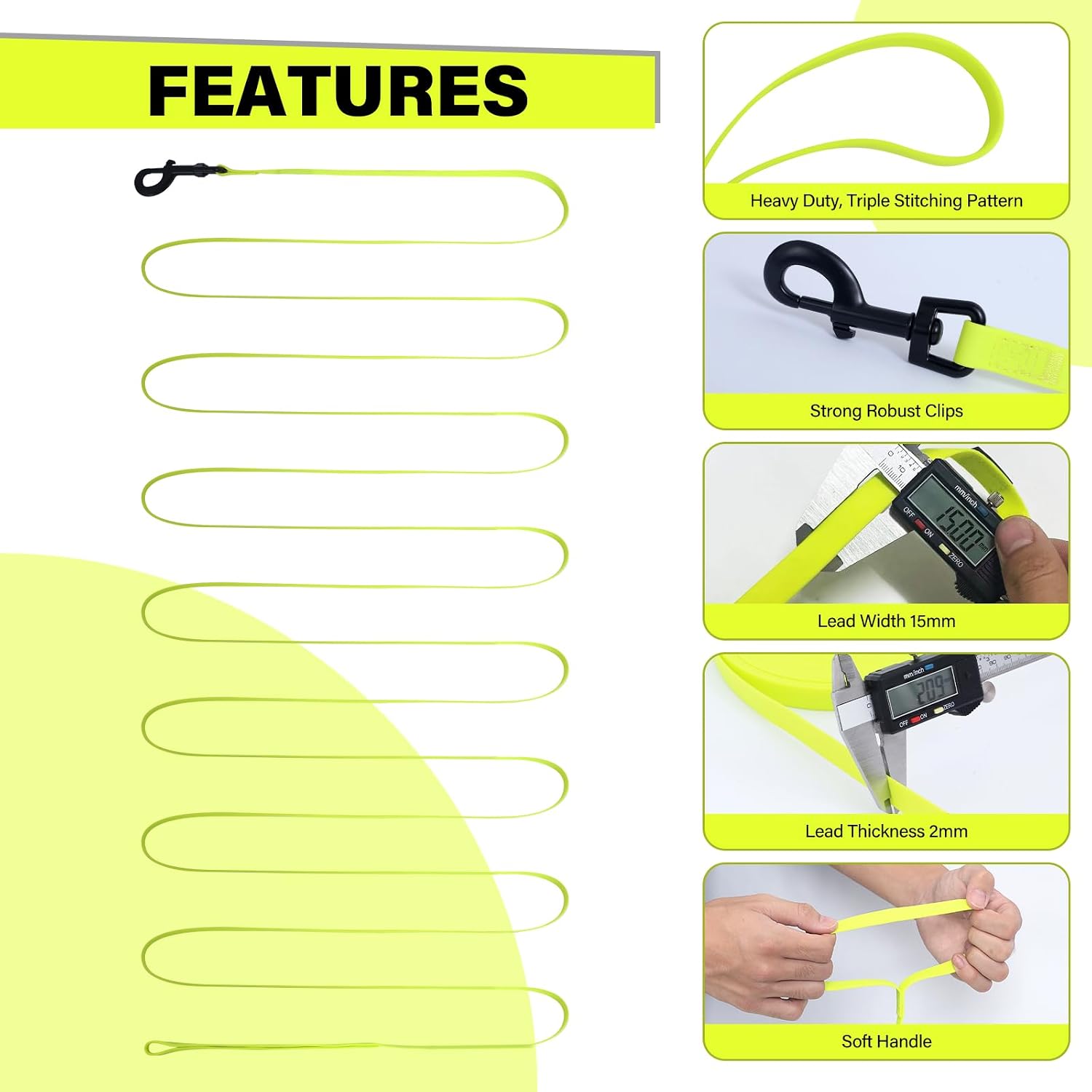 Thumbnail 6 de Loutep Waterproof Biothane Long Line: 3m to 20m Training Leads for Dogs