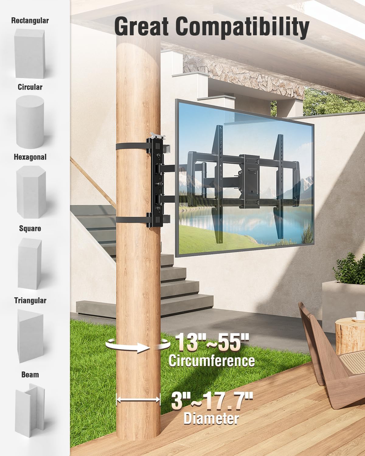 Thumbnail 1 de ELIVED YD0085 Pillar TV Mount (32"–75") for Full Motion, No-Drill Column Installation