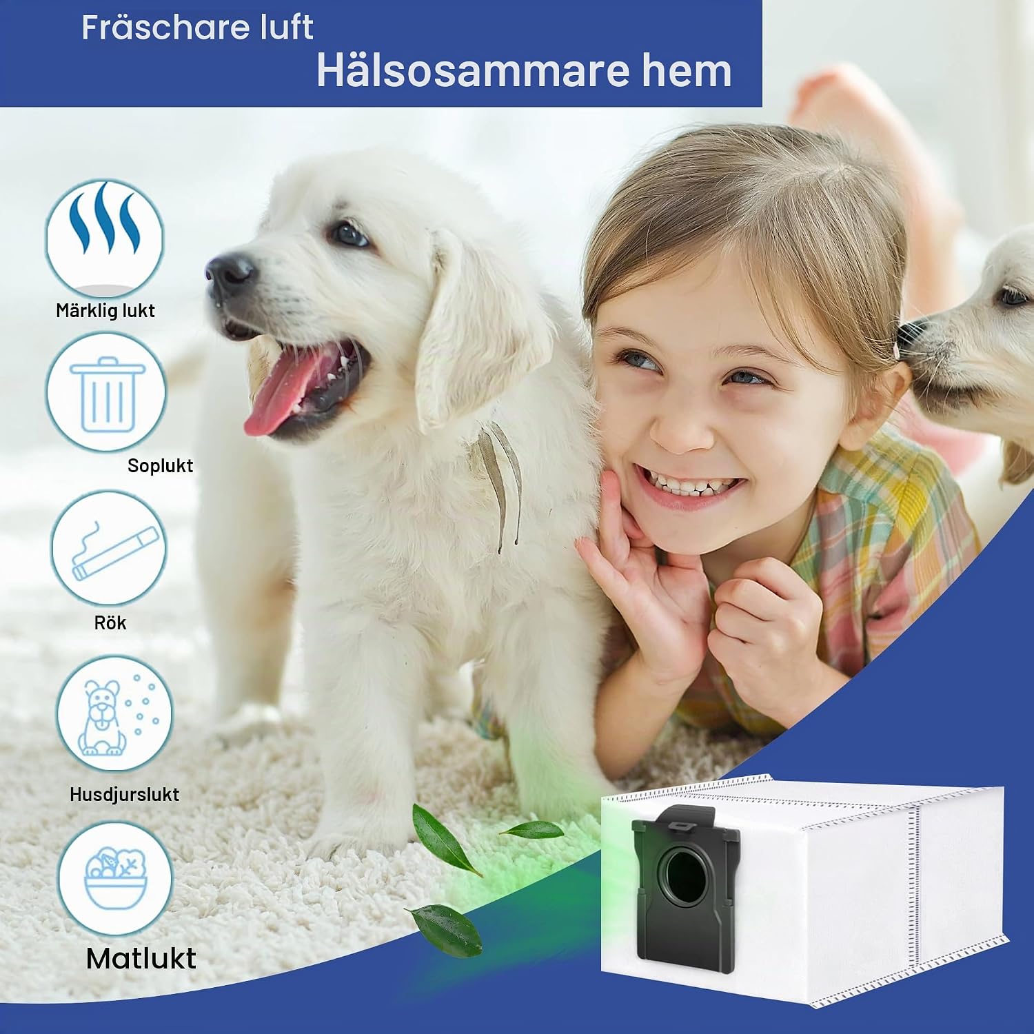 Detalle 2 de Pymin dammsugarpåsar för Dreame X30/X40/X50 Ultra, 14-pack