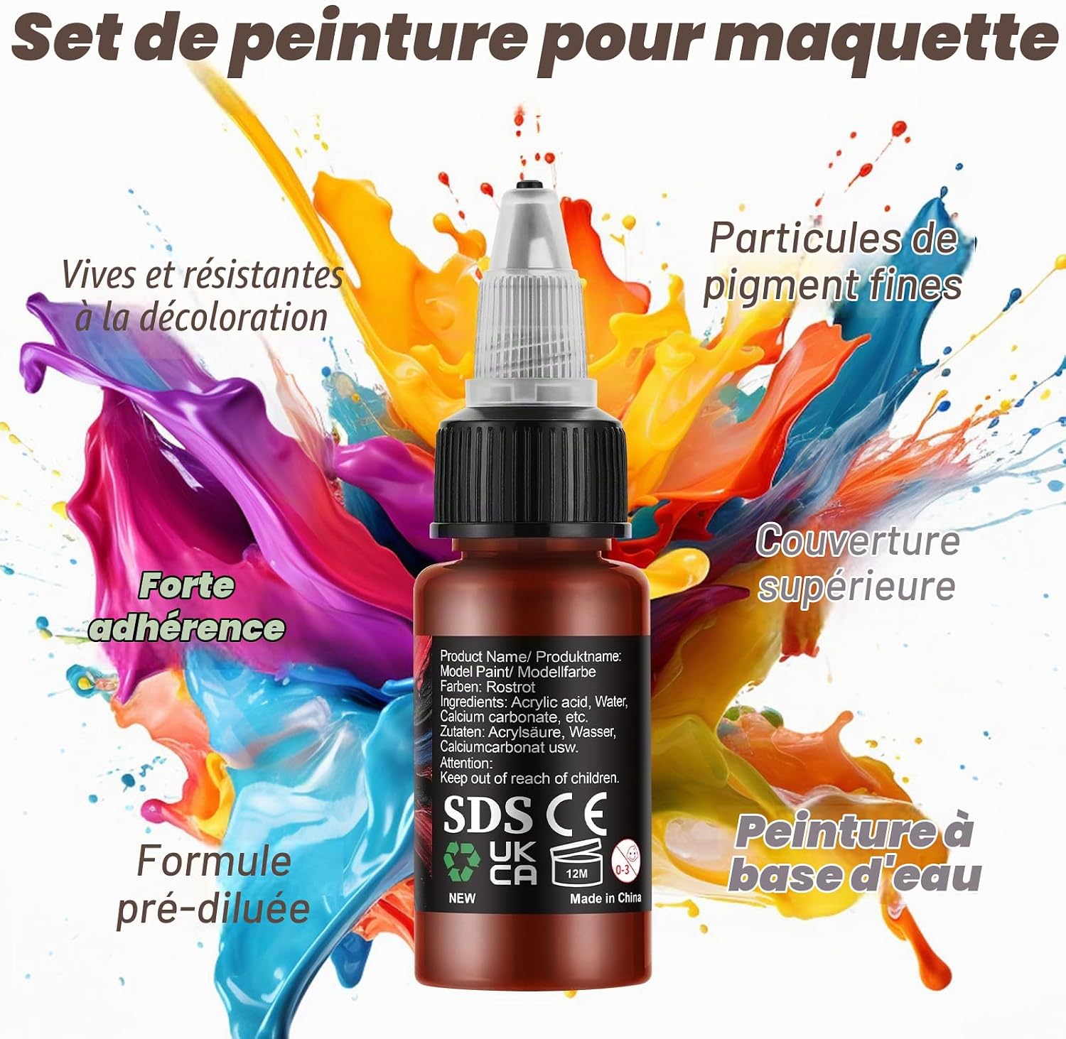 Detalle de X ARTY HUB modelverfset met 30 acrylkleuren, 4 penselen en airbrushverf