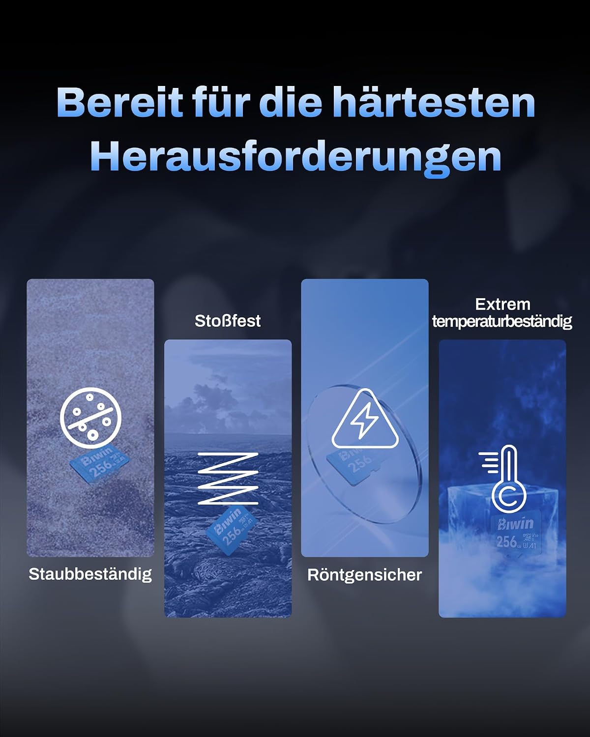 Detalle de Biwin MS100 MicroSDXC 64GB – UHS-I U3/V30, Lesen bis 100 MB/s