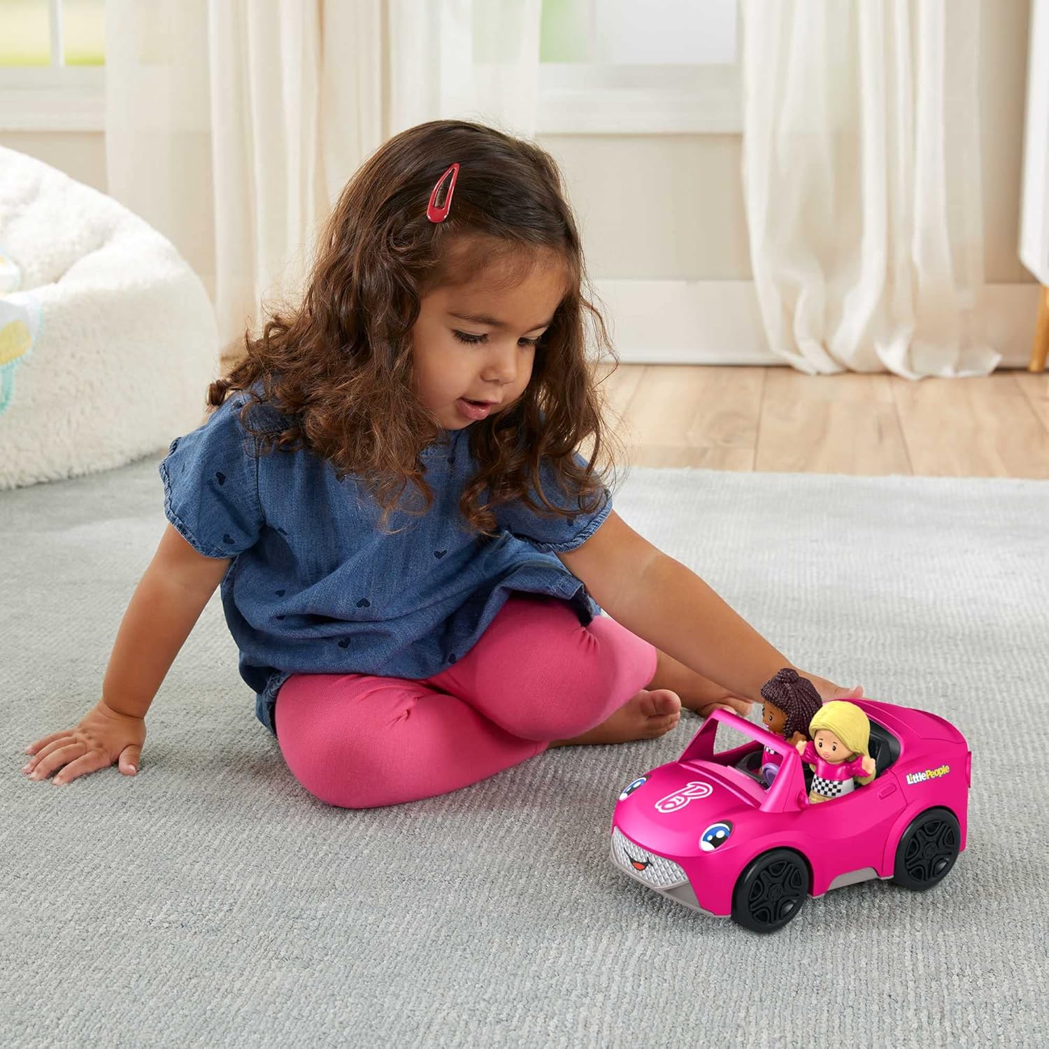 Thumbnail 1 de Fisher-Price Coffret Little People Cabriolet de Barbie – véhicule sonore à pousser avec 2 figurines