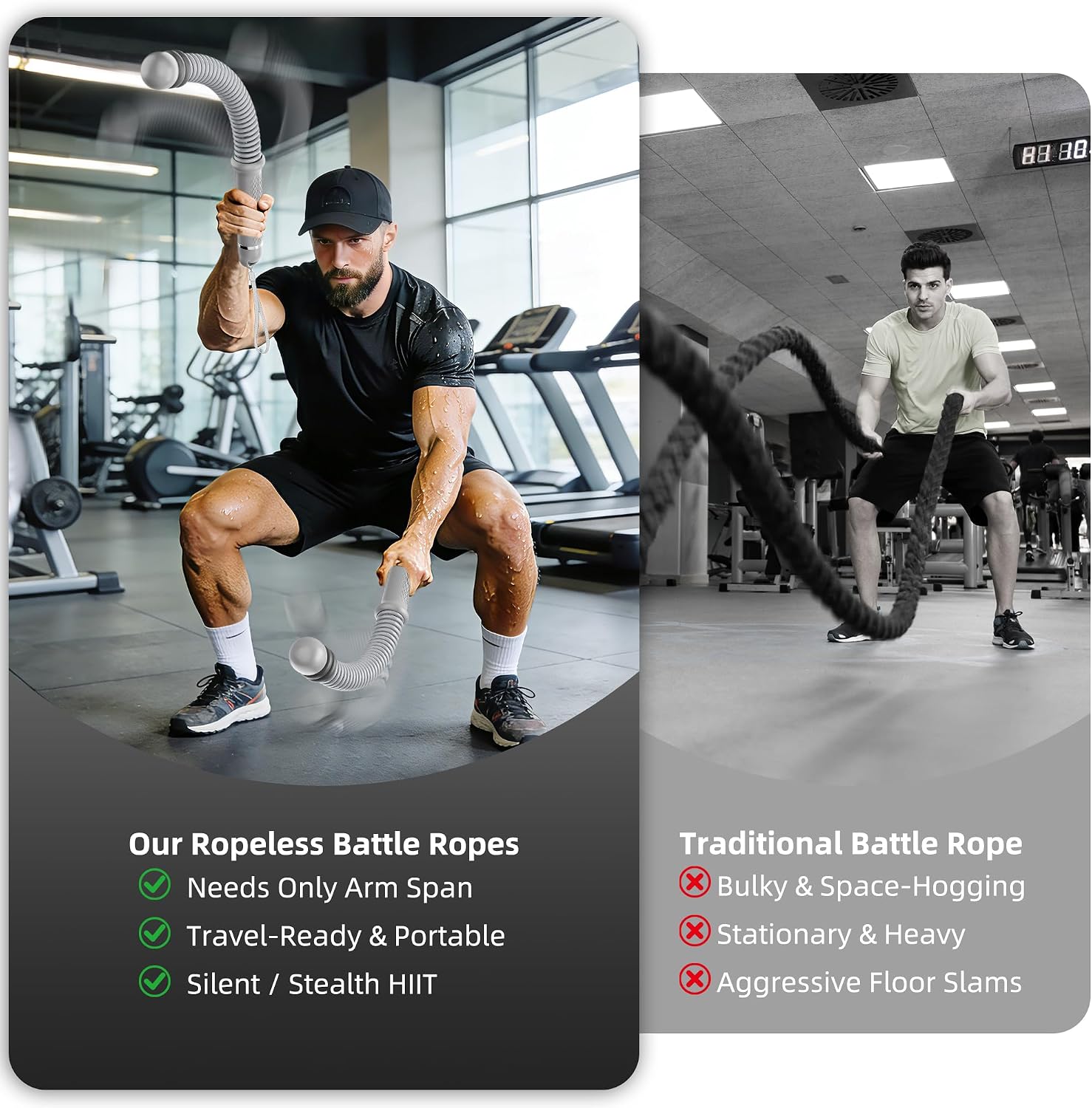 Detalle de OQLXUW Ropeless Battle Rope, Weighted Cordless Trainer with Adjustable Resistance