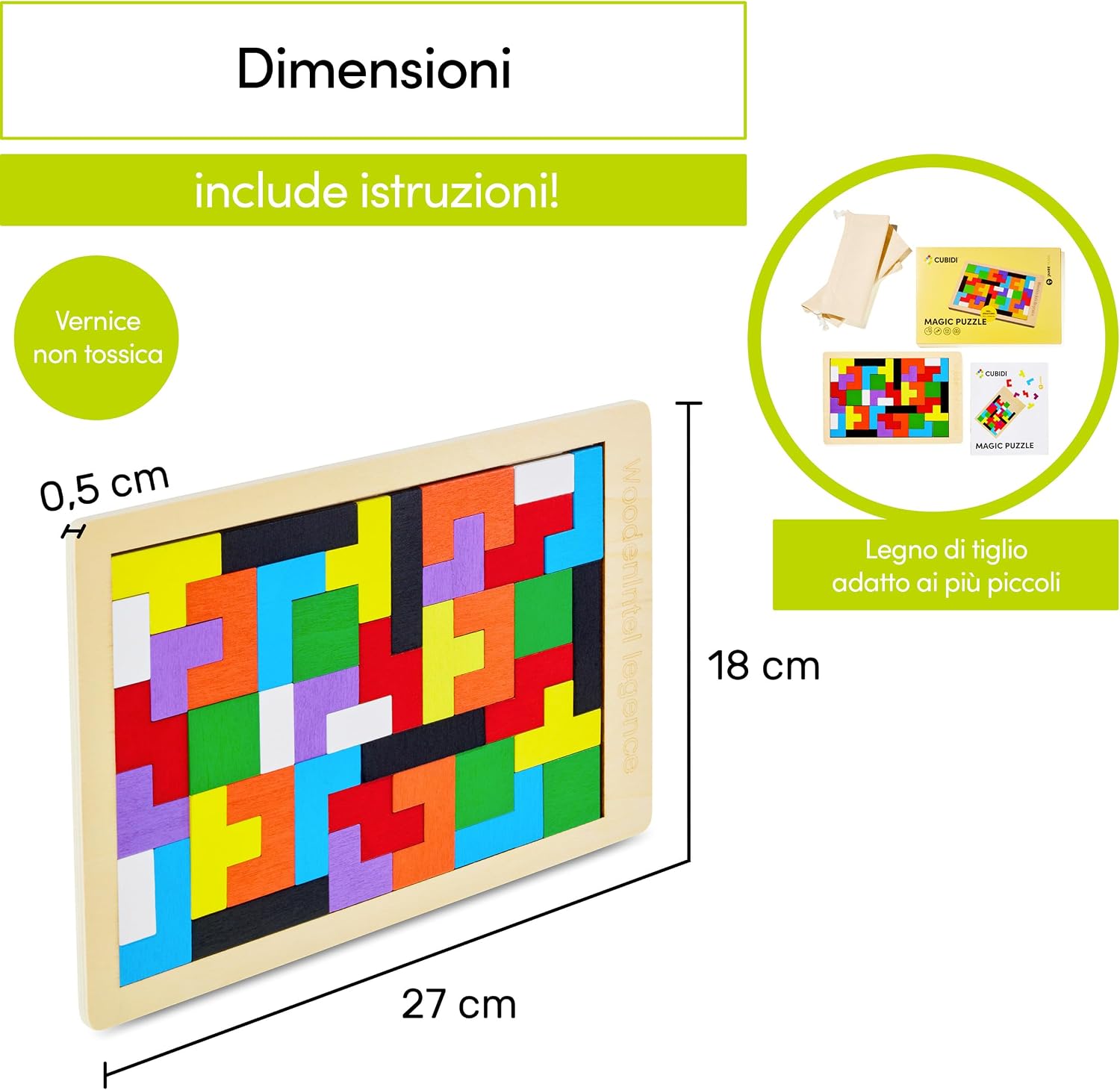 Detalle de CUBIDI® Tangram in legno di tiglio, puzzle 3D per pensiero logico e spazio dai 4 anni