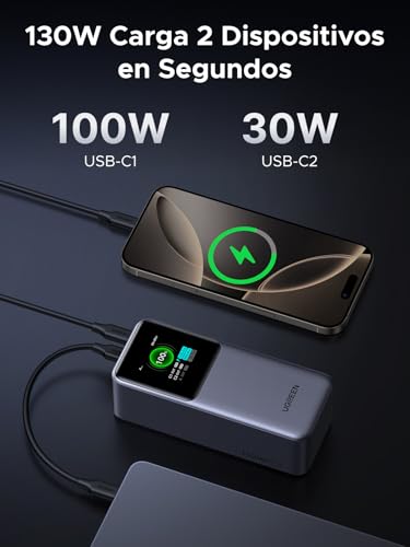 Detalle de UGREEN Nexode Power Bank 20000mAh 130W ⚡ Cargador Portátil
