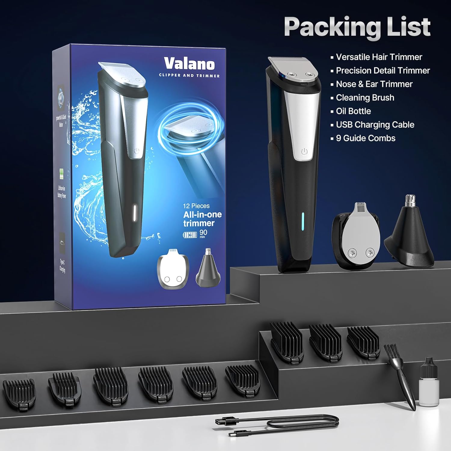Thumbnail 6 de Beard Trimmer All‑in‑One Cordless 9‑Comb Grooming Kit 🪒