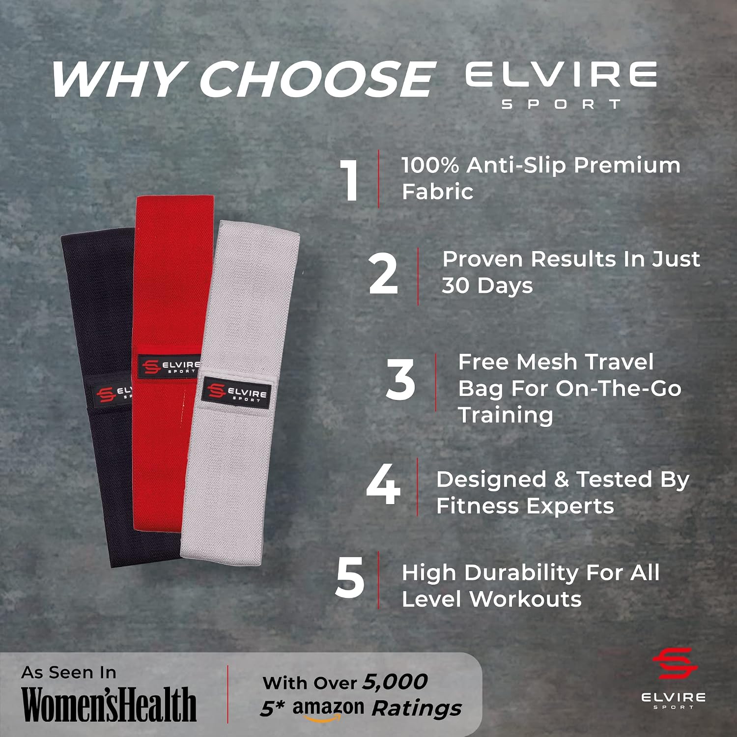Detalle de Elvire fabric resistance bands set of 3 (booty, legs & glutes workout loops)
