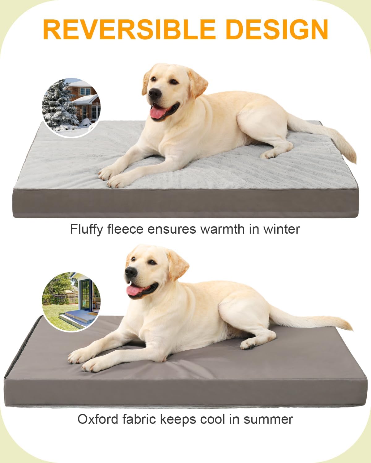 Thumbnail 3 de KSIIA Medium Orthopedic Dog Bed (90x57cm) – Waterproof, Washable Crate Mattress with Removable Cover