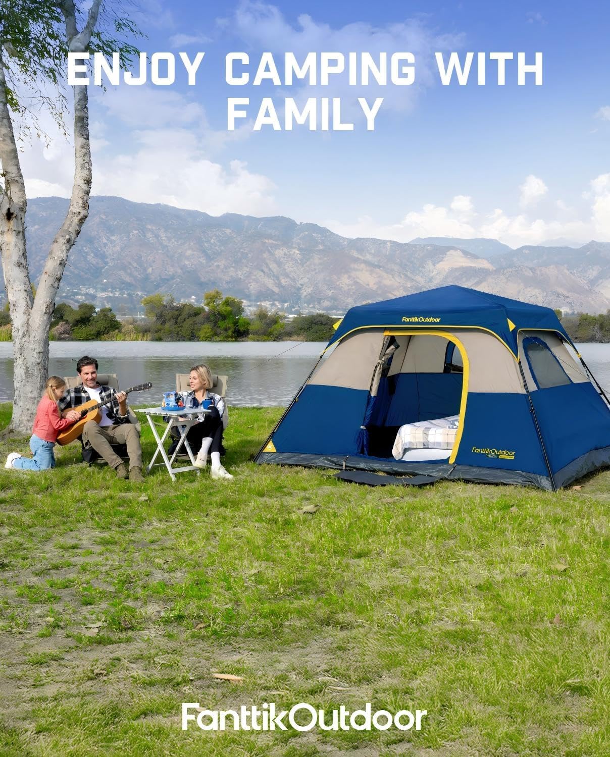 Thumbnail 6 de FanttikOutdoor Instant Cabin Camping Tent (4/6/8/10 Person) in Navy Blue — Rainfly, Windproof Setup in 60 Seconds