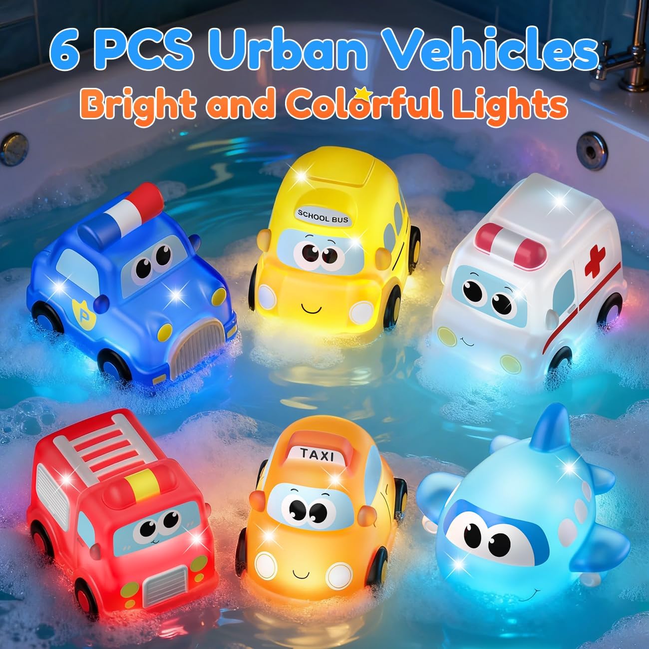 Thumbnail 4 de 6 Packs Car Light Up Bath Toys for 1–3 Year Olds