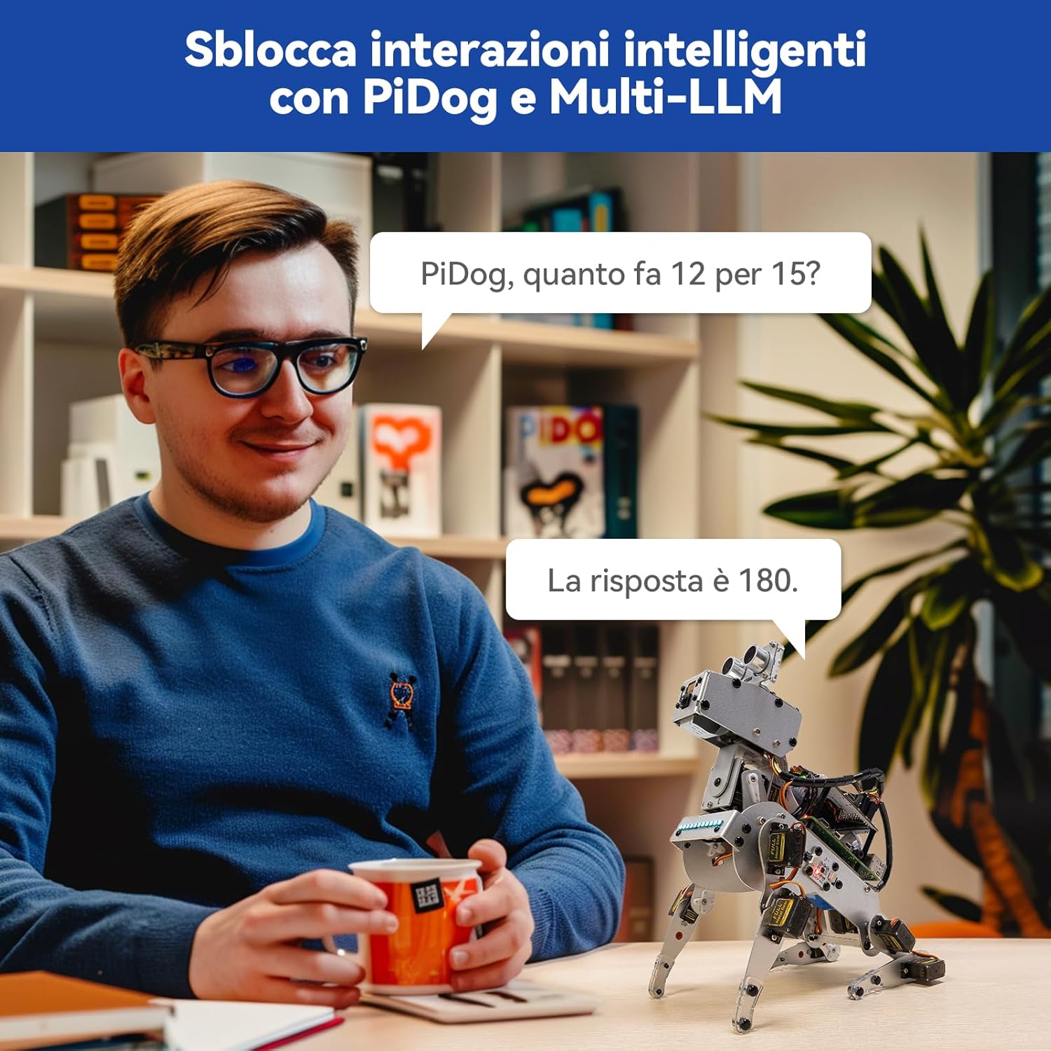 Detalle de SunFounder PiDog AI: Cane robot per Raspberry Pi 5/4/3B+/Zero 2W con multi-LLM, sensori e controllo da app