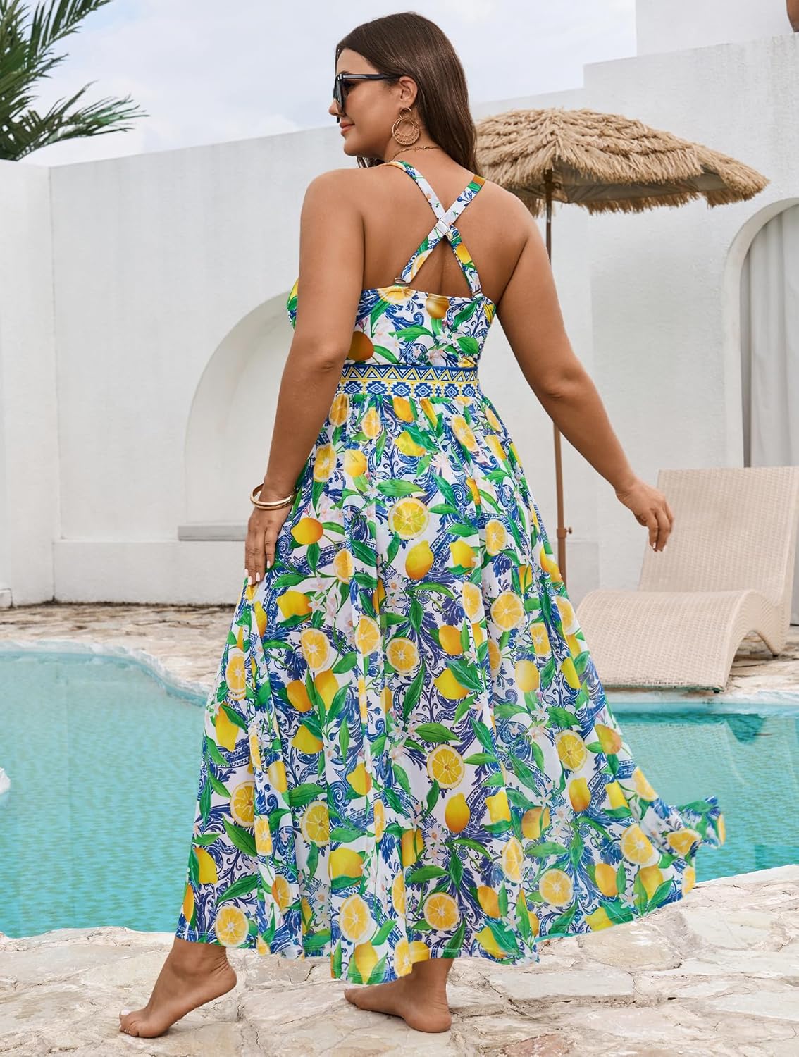 Thumbnail 4 de SCOMCHIC Women's Plus Size One Piece Swimsuit with Tummy Control and Floral Mesh Skirt