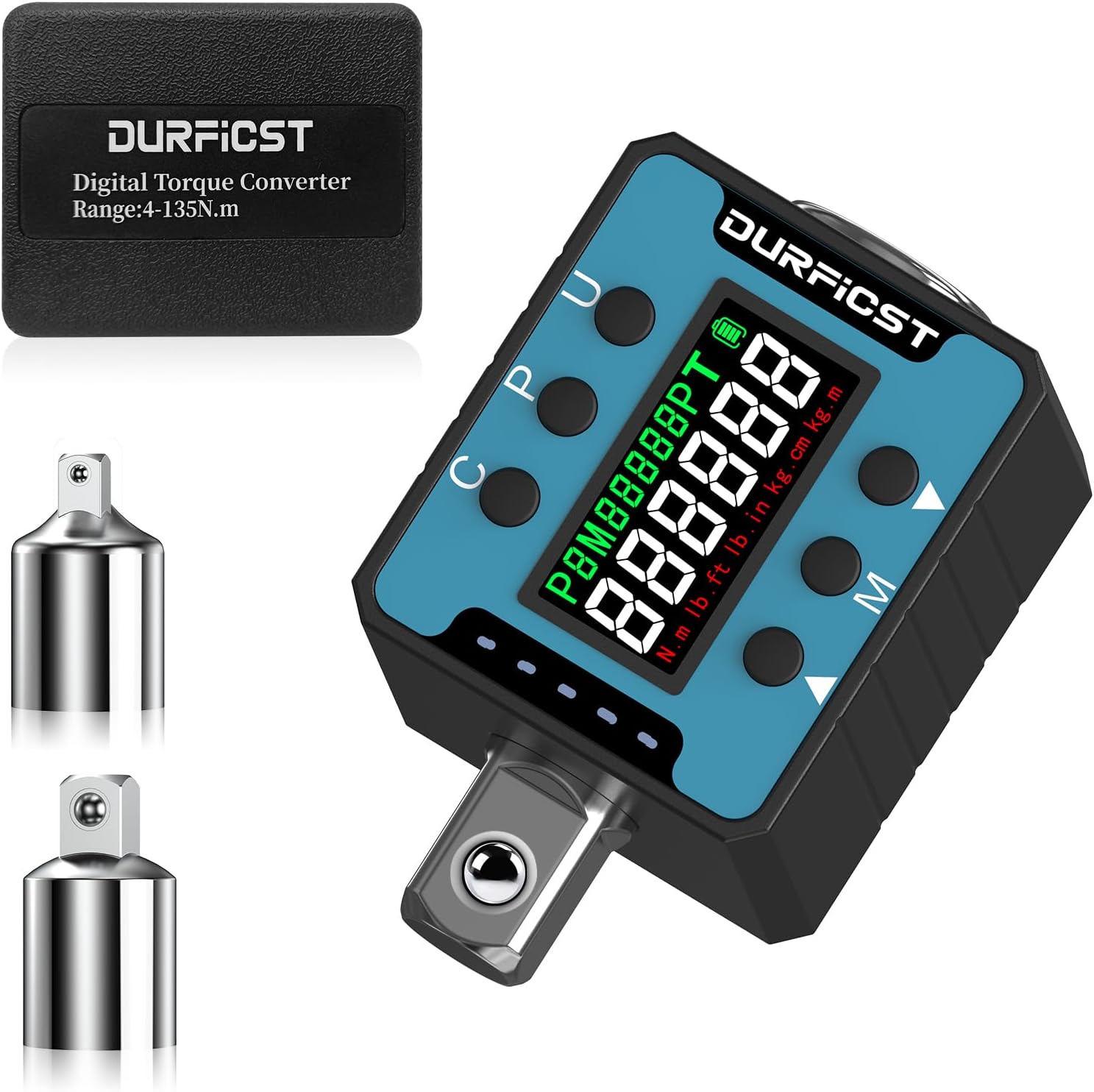 Detalle de DURFICST YX01-13 digitale momentadapter 1/2 inch, 4–135 Nm, display en alarm