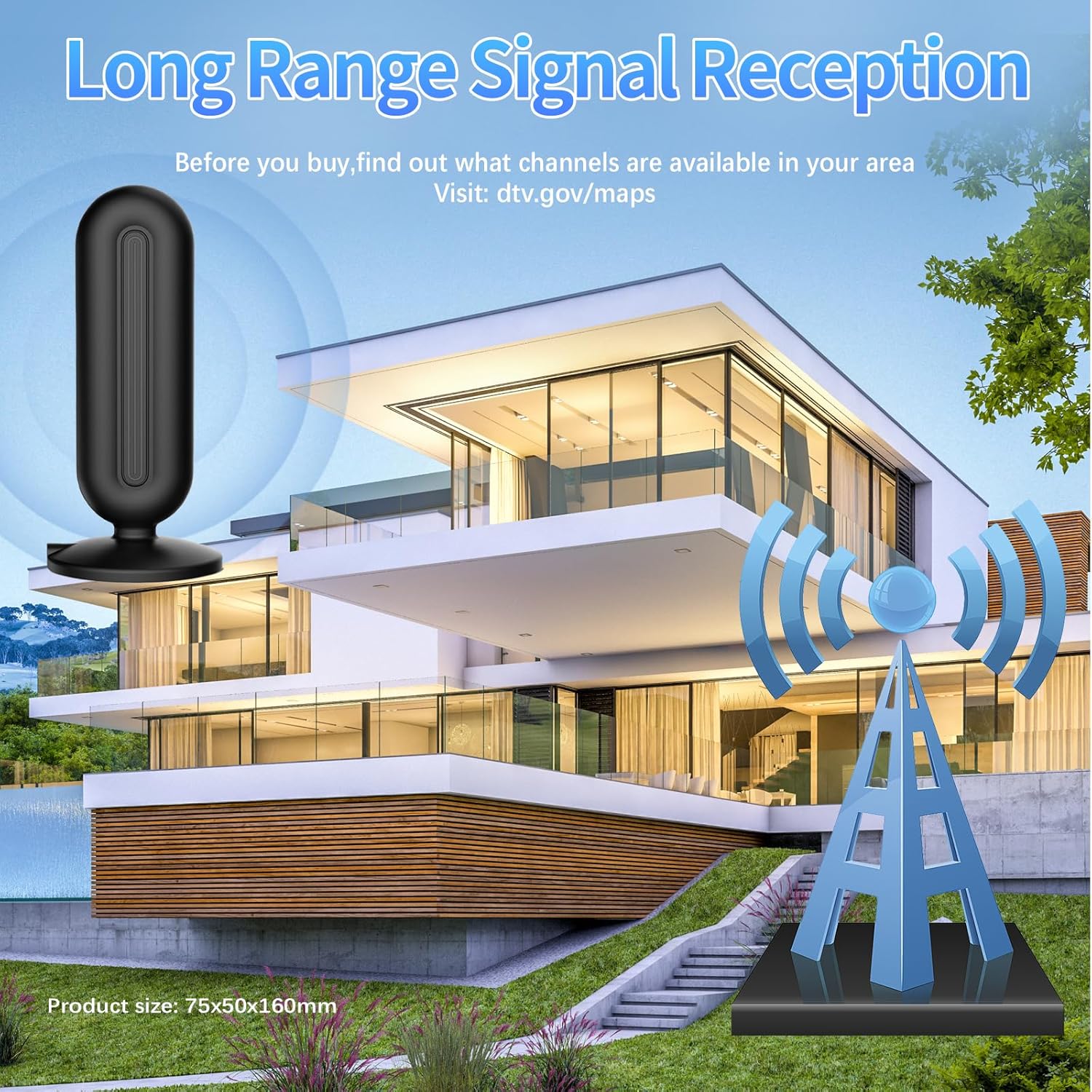 Thumbnail 5 de Indoor TV Aerial 2026 Upgrade – 360° Omnidirectional Indoor Antenna with Signal Booster