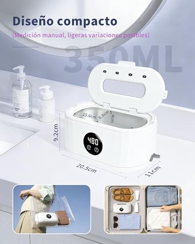 Detalle de Limpiador Ultrasonidos 50000HZ 350ML de Vyzlix: Limpieza profunda para joyas, gafas y relojes
