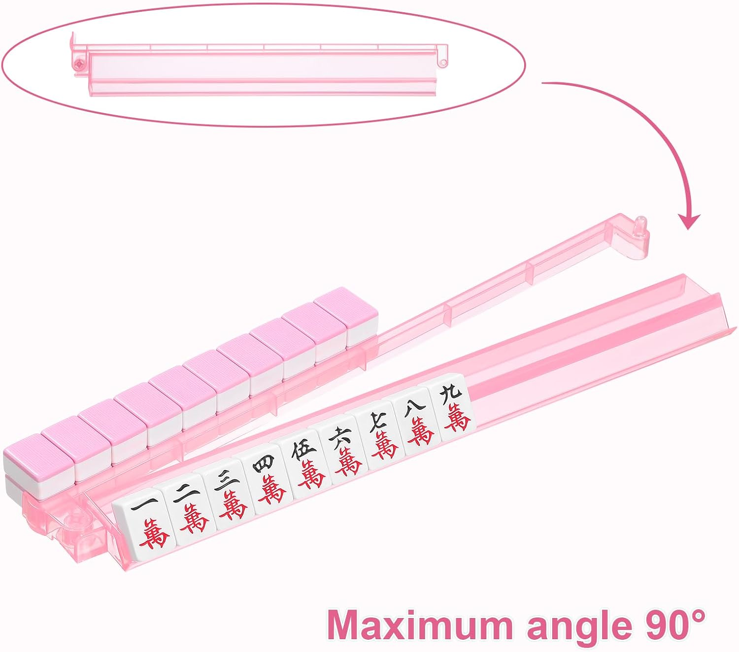 Detalle de Niflirt Mahjong Racks with Pushers 4PCS Set: Clear Acrylic Tile Holders for American Mahjong