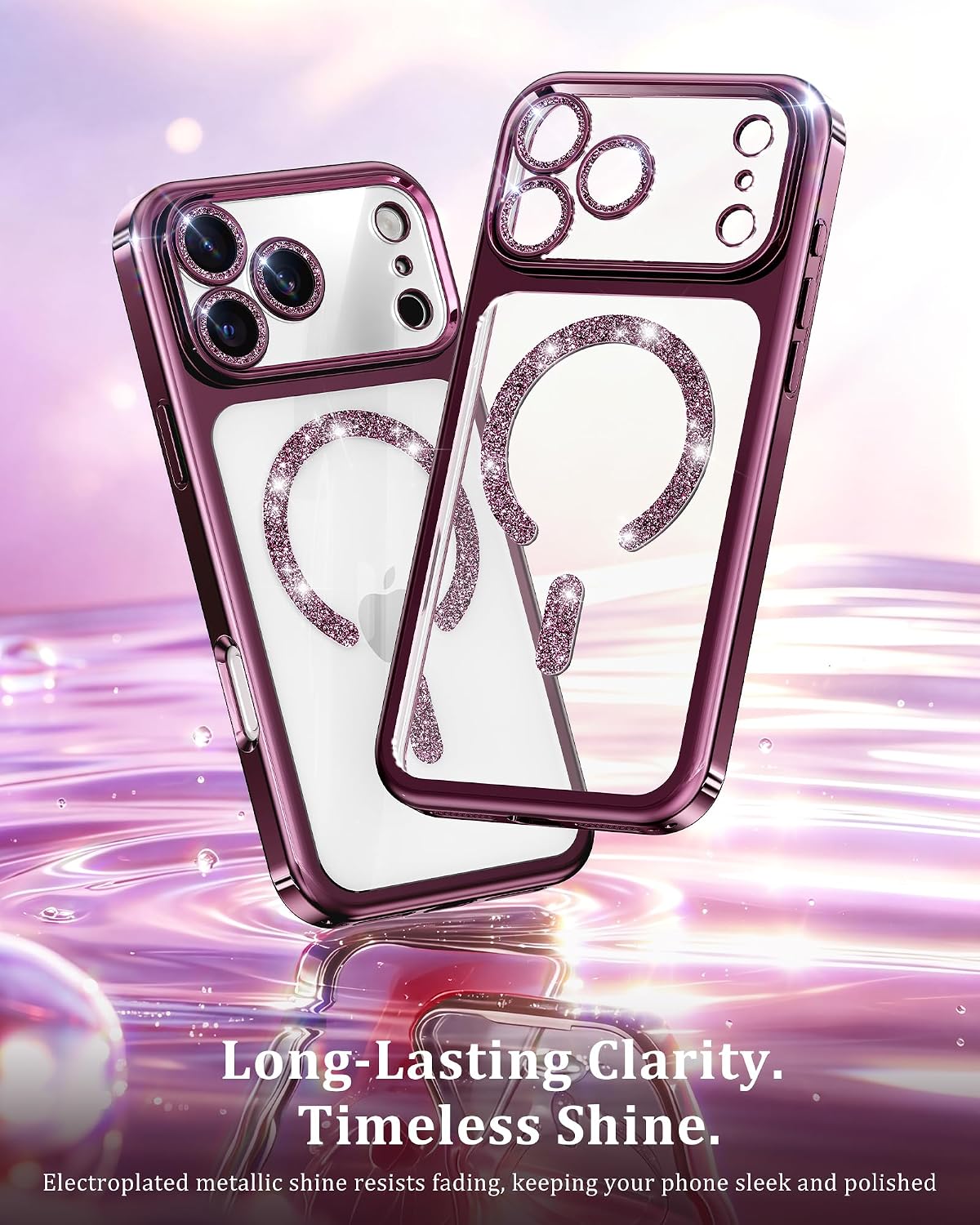 Detalle 2 de Meifigno iPhone 18 Pro Max Case, Burgundy, MagSafe-Compatible with Clear Back