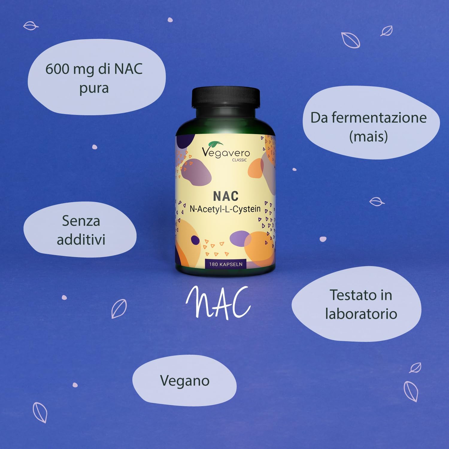 Thumbnail 3 de Vegavero NAC N‑Acetil‑Cisteina 600 mg, 180 capsule 💊