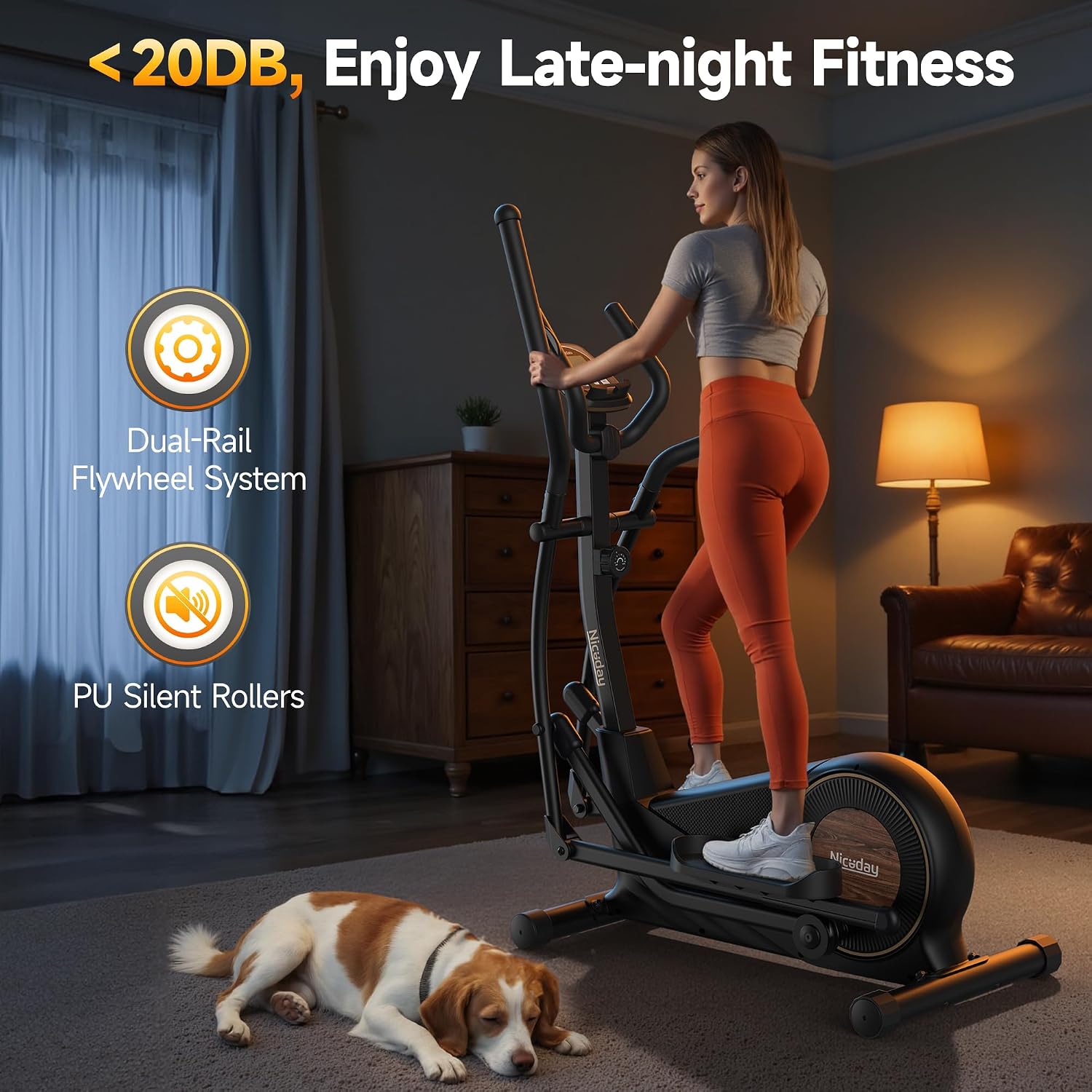 Detalle 2 de Niceday CT11S-18-Black Elliptical Machine, 18-Inch Stride, 16 Resistance Levels