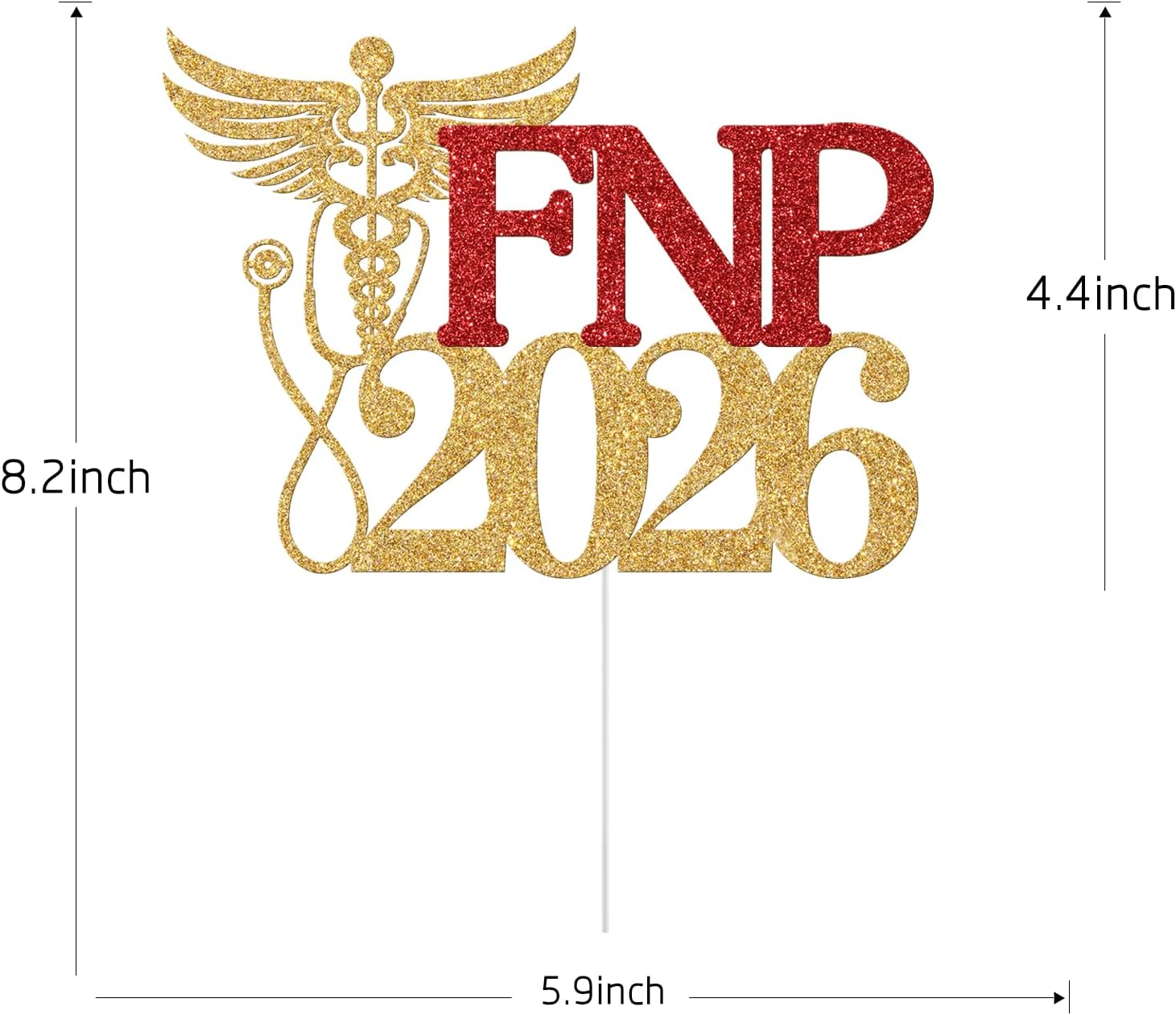 Thumbnail 6 de Yotawebery FNP 2026 Graduation Cake Topper, Gold and Red Glitter
