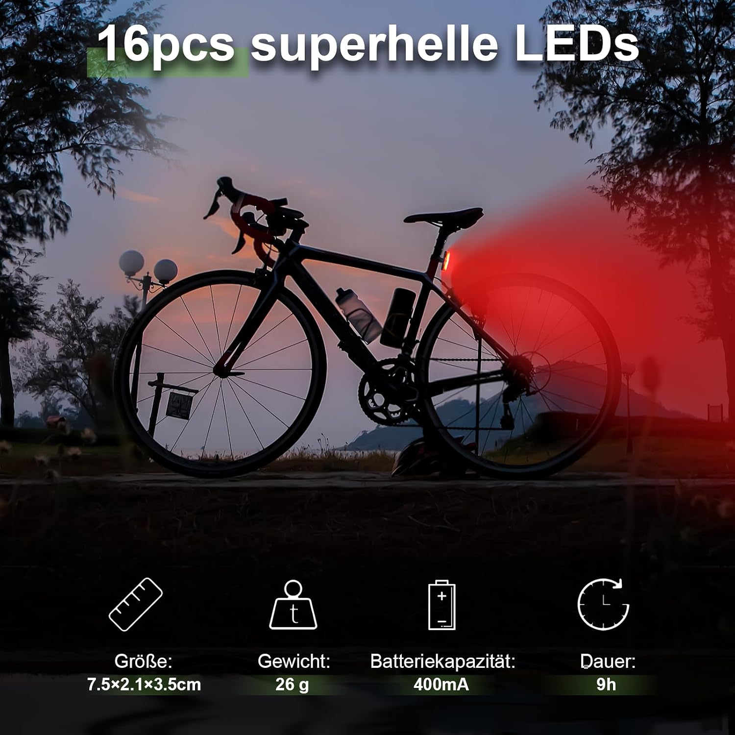 Detalle 1 de toptrek Rücklicht Fahrrad Sichtweite 200 Metern