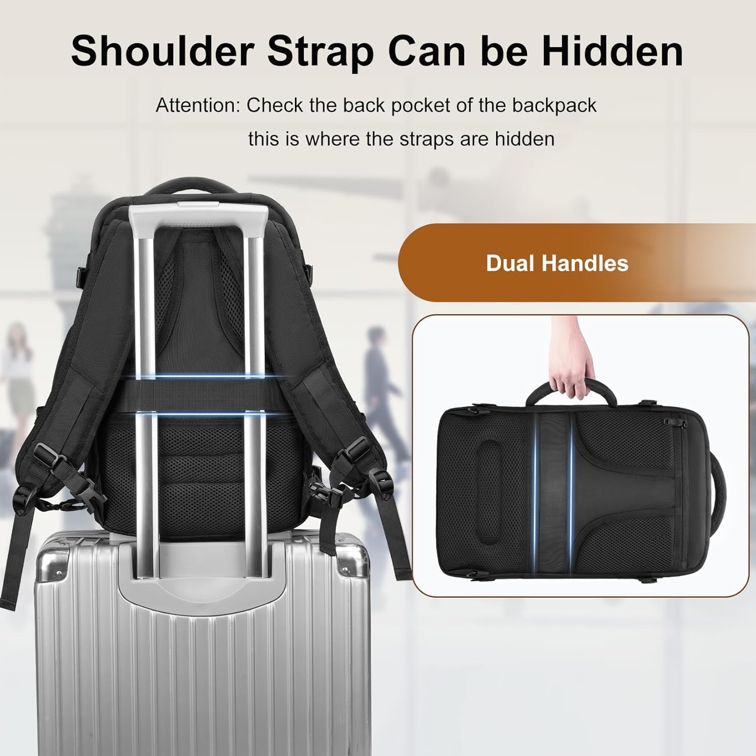 Detalle 2 de MATEIN Ryanair Cabin Bag 40x30x20 Underseat Expandable Travel Backpack